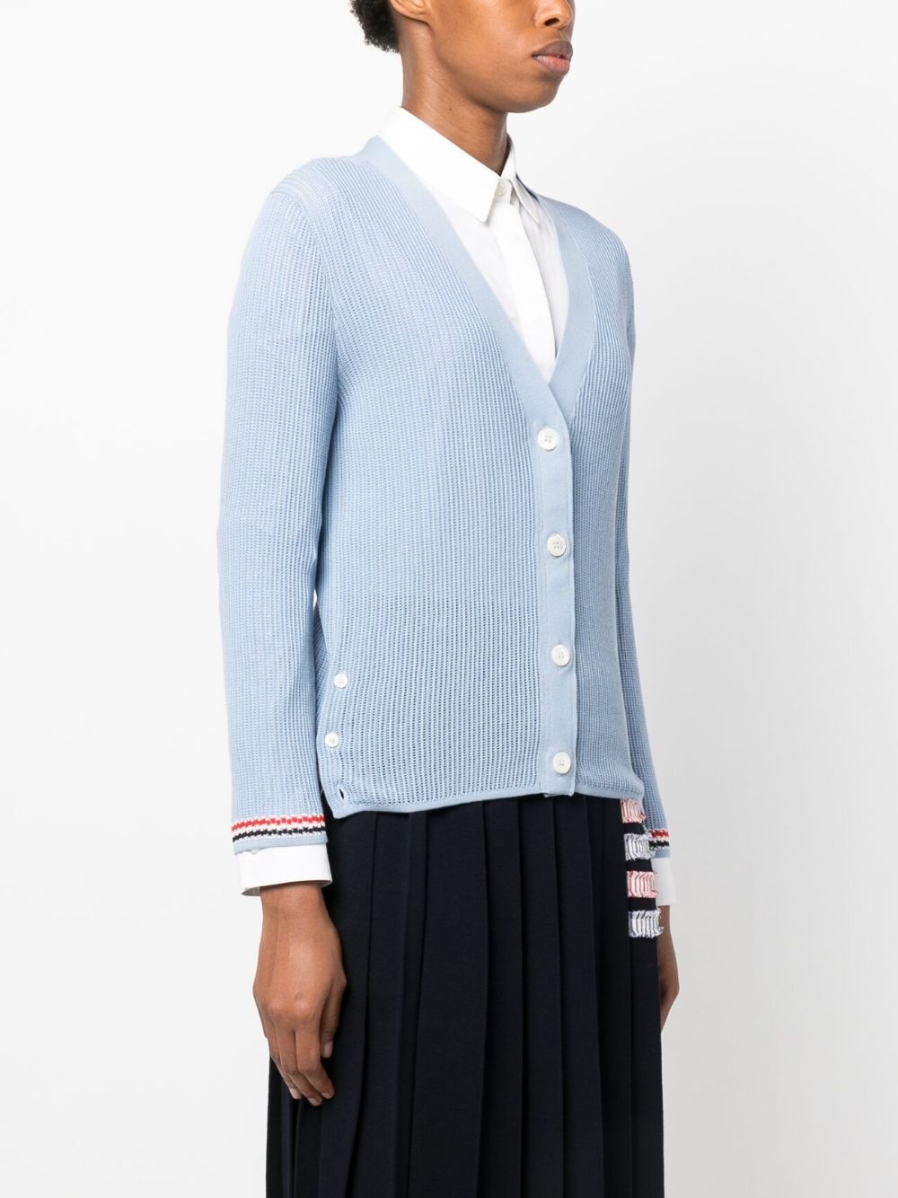 pointelle-knit RWB stripe cardigan - 3
