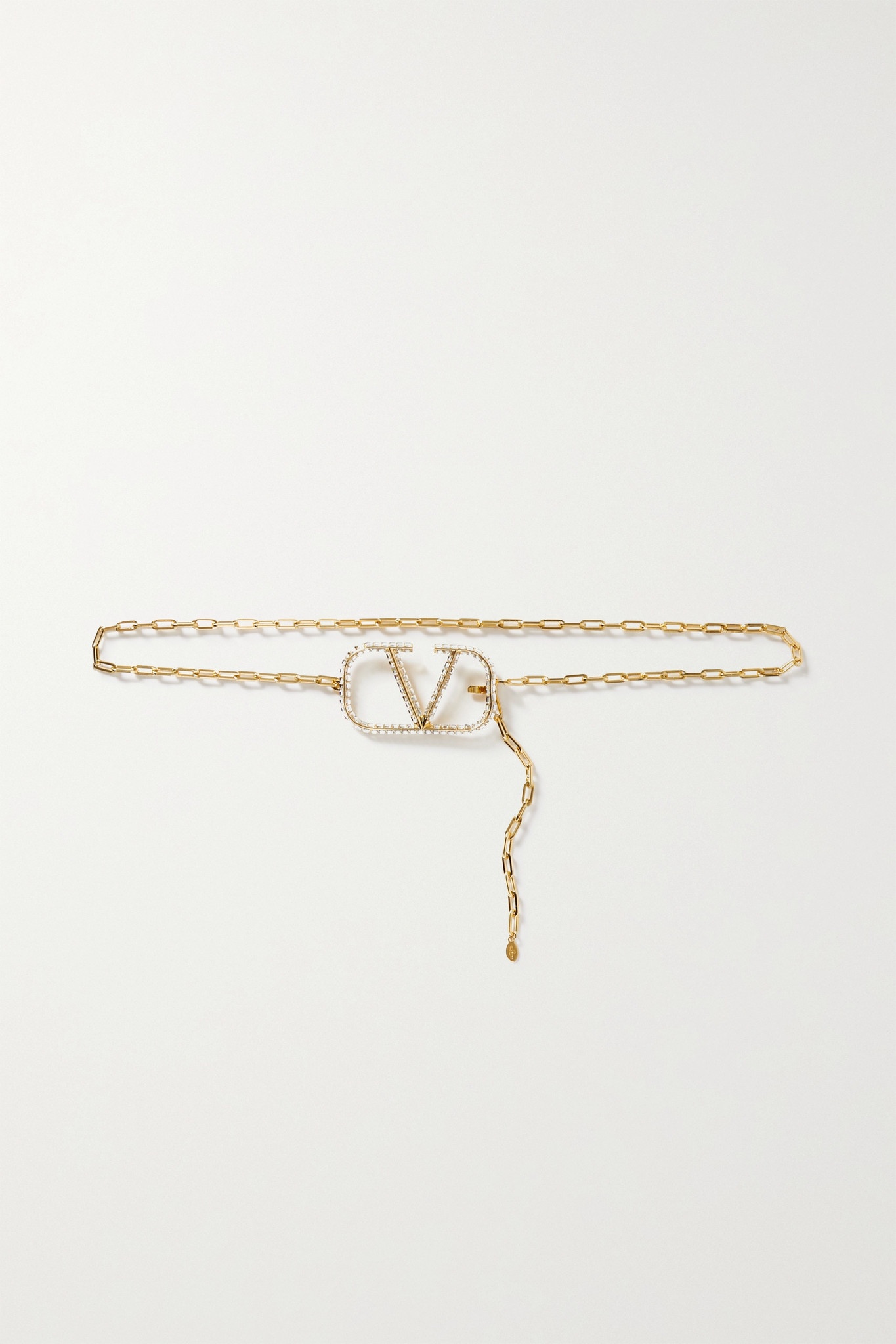 Valentino Garavani crystal-embellished gold-tone belt - 1