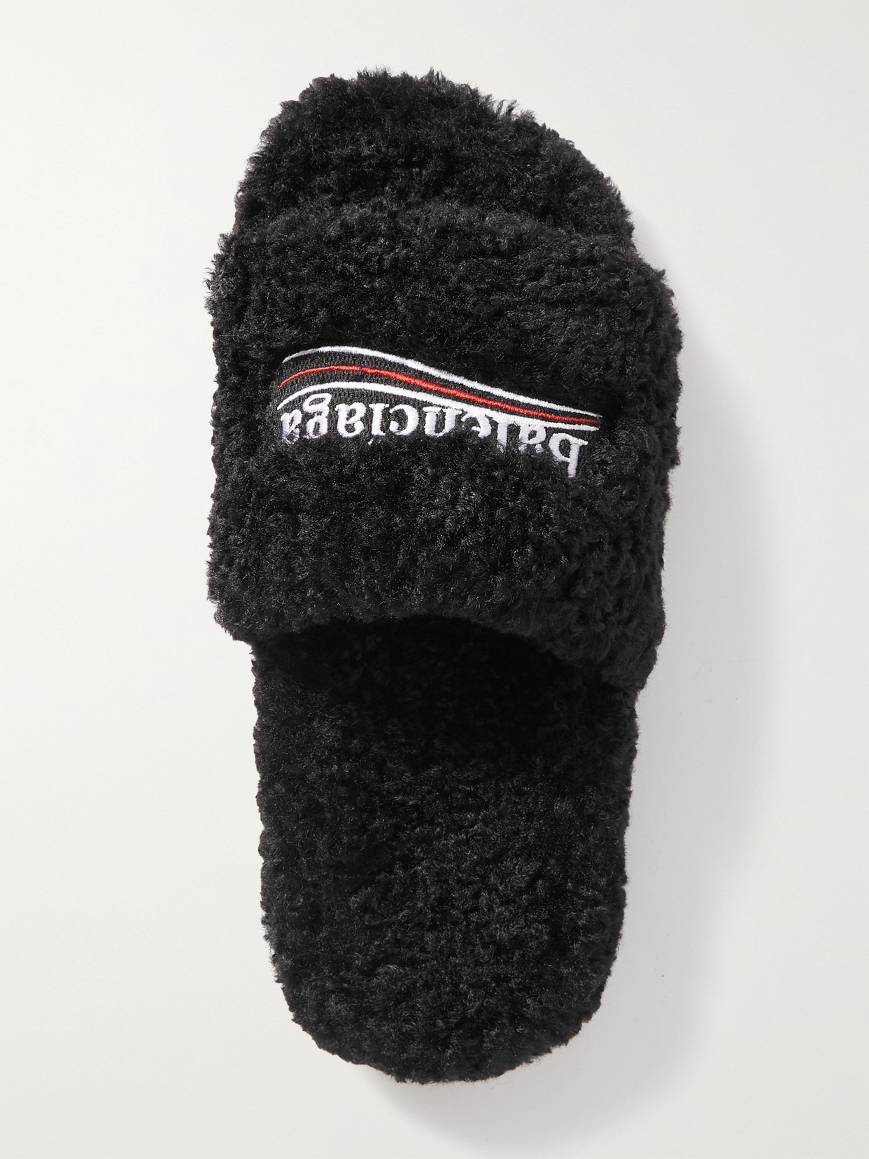 Furry Logo-embroidered Faux Shearling Slides - 5