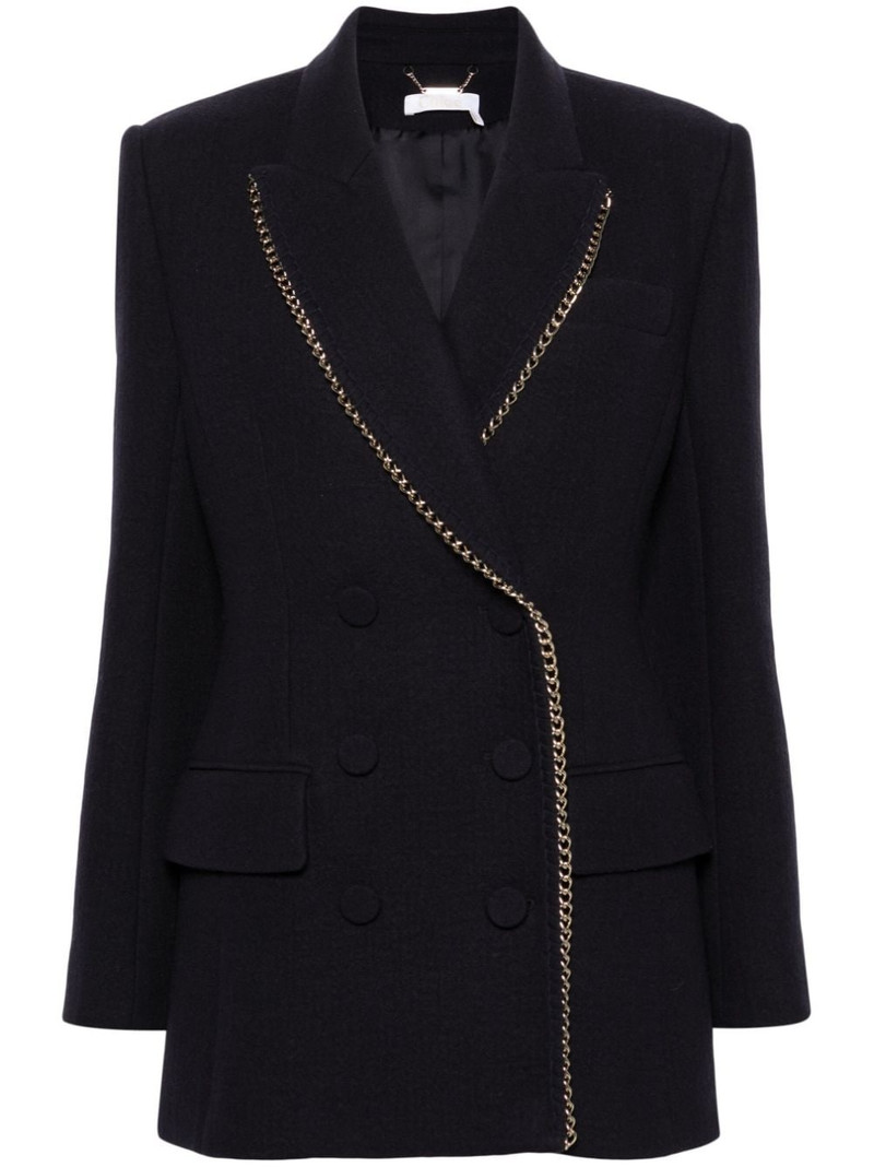 chain-link trim double-breasted blazer 1
