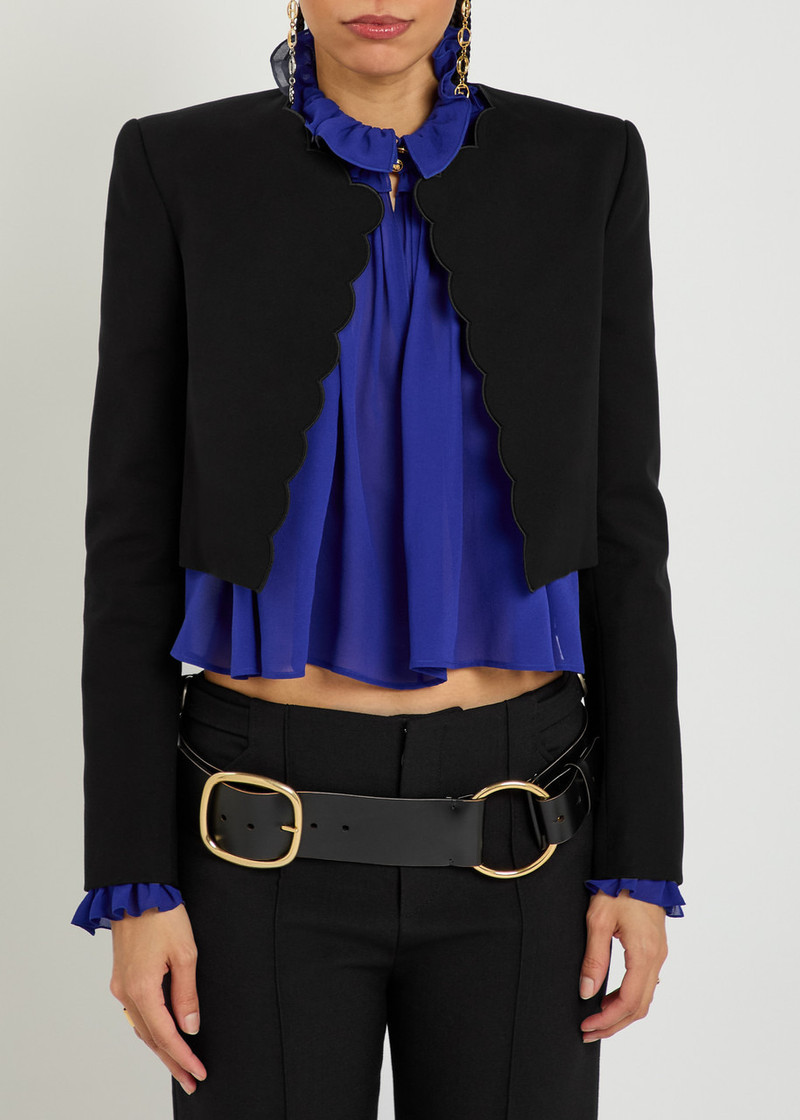 Chloé Chloe Scalloped Cropped Stretch-wool Blazer outlook
