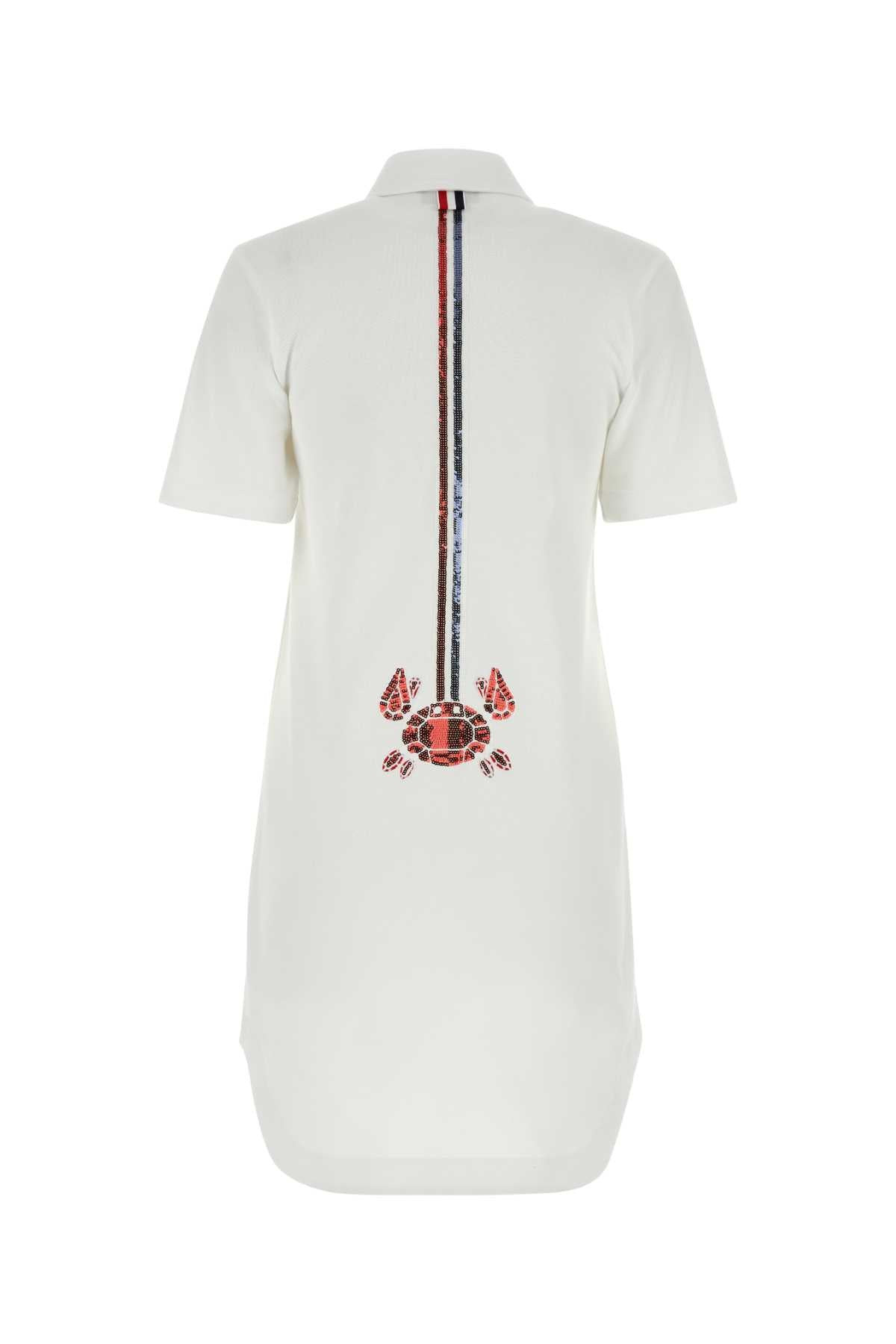 Thom Browne Women White Piquet Mini Shirt Dress - 2