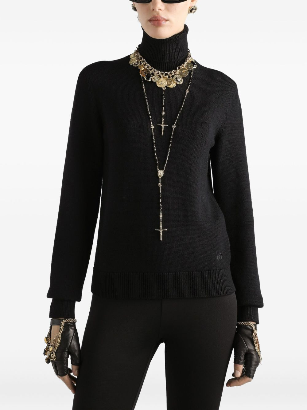turtleneck ribbed jumper - 4
