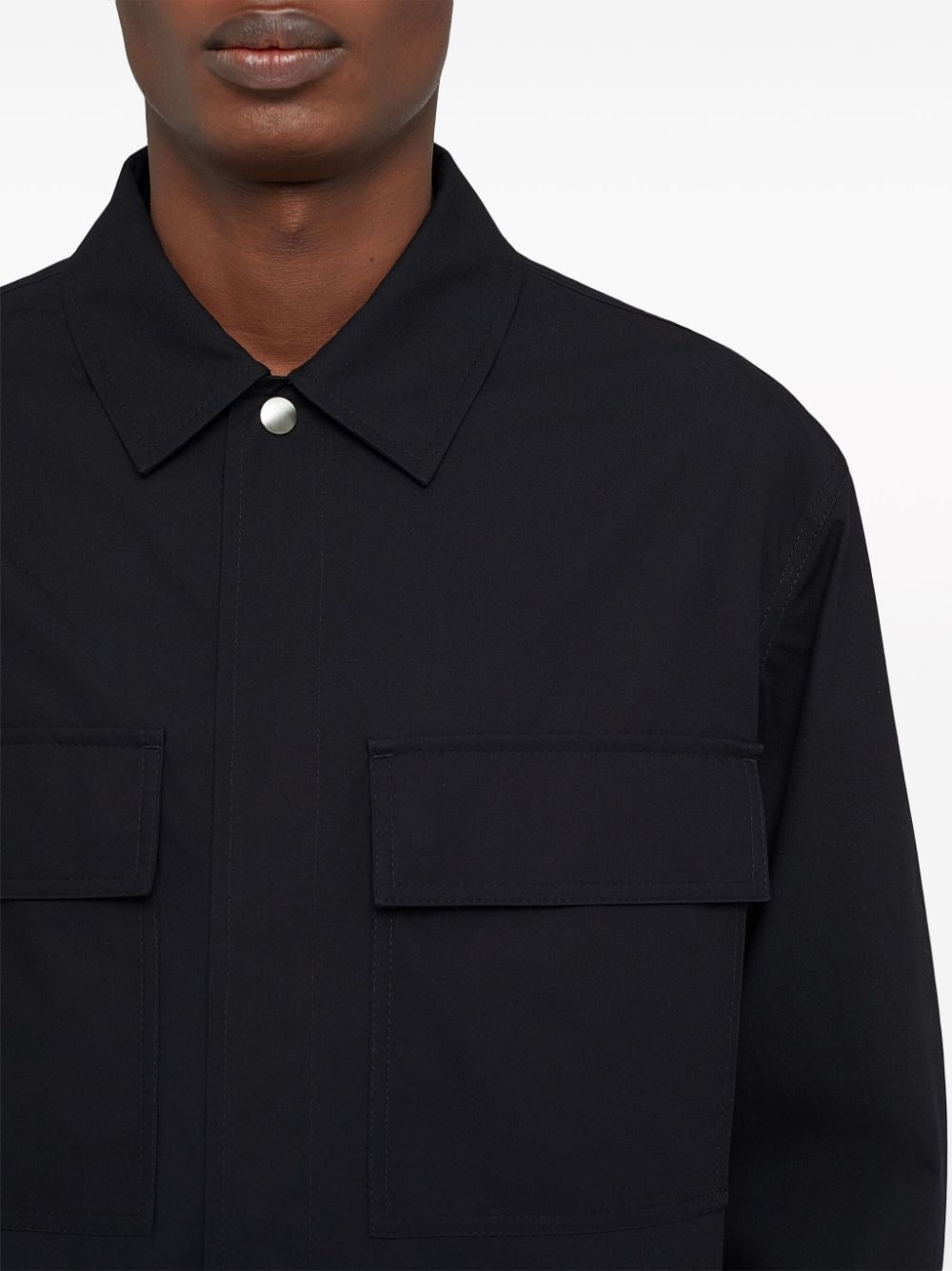 logo-tag cotton shirt - 5