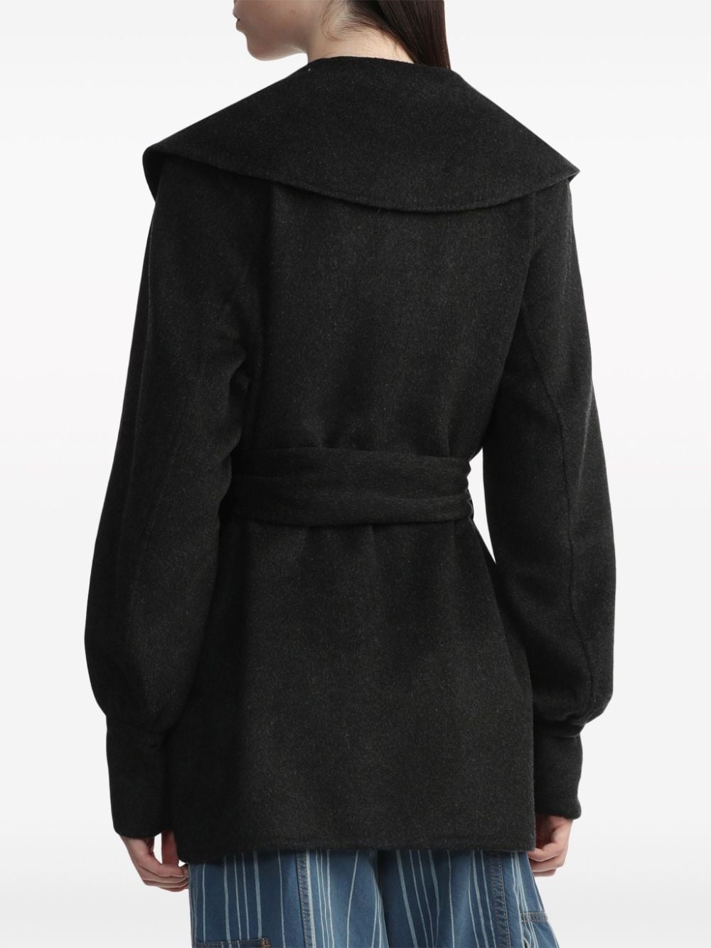 belted-waist wool-blend jacket - 4