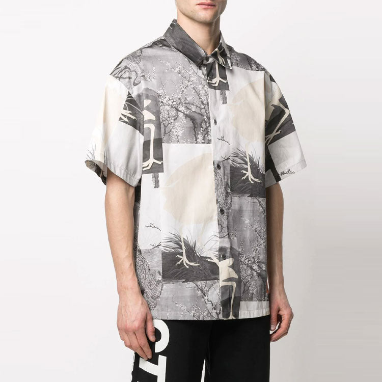HERON PRESTON Cut Out Bowling Shirt 'Grey' HMGA027S21FAB0021001 - 3