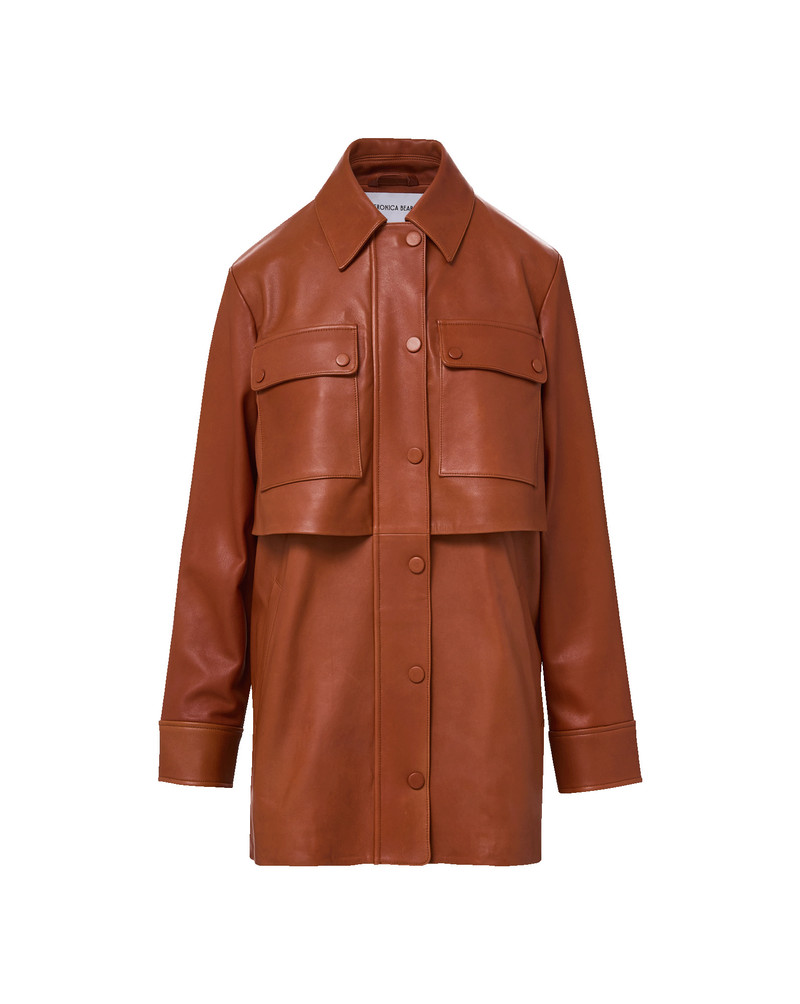 LIORA LEATHER UTILITY DICKEY COAT 1