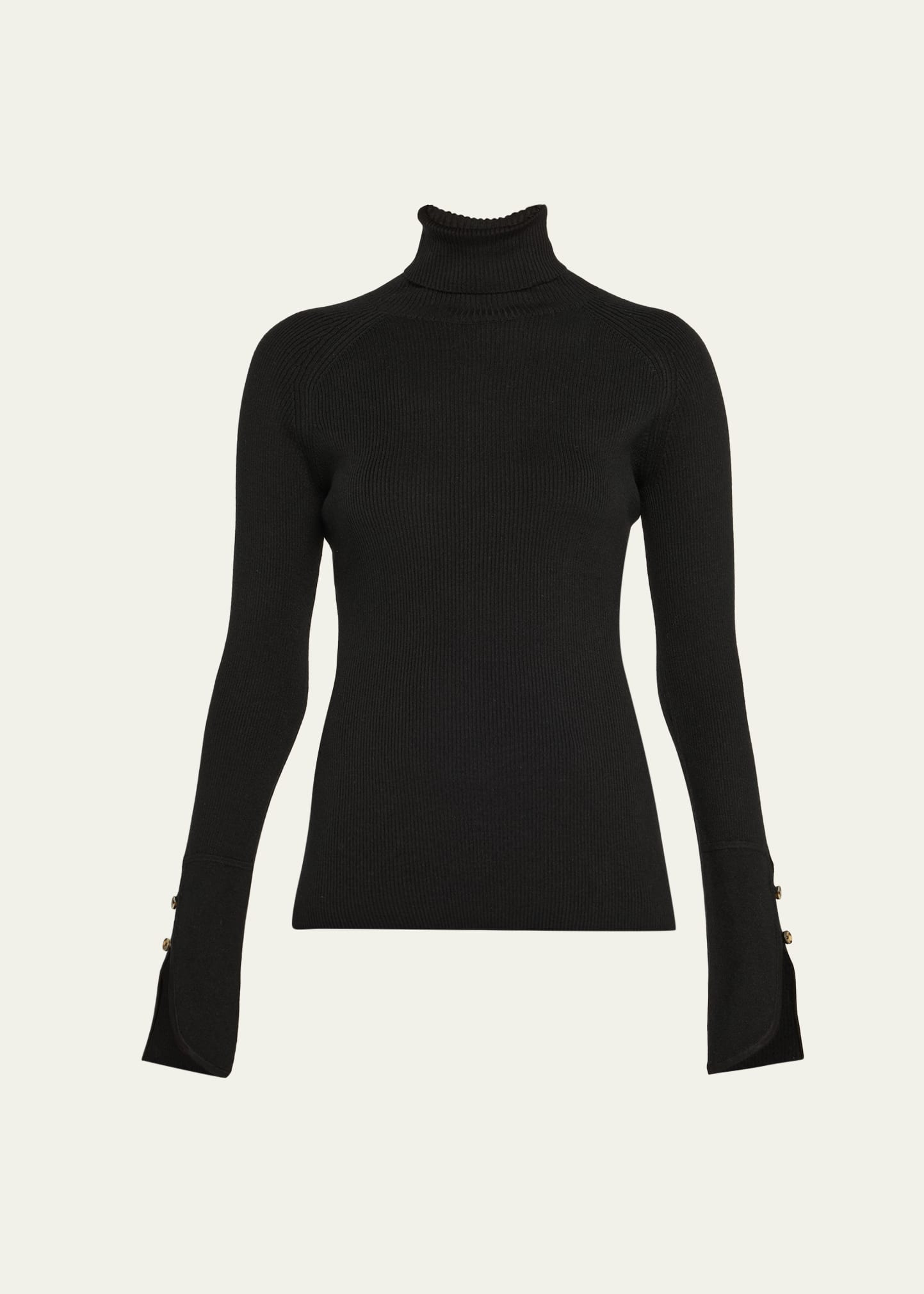 Belle Ribbed Silk Cashmere Turtleneck - 1