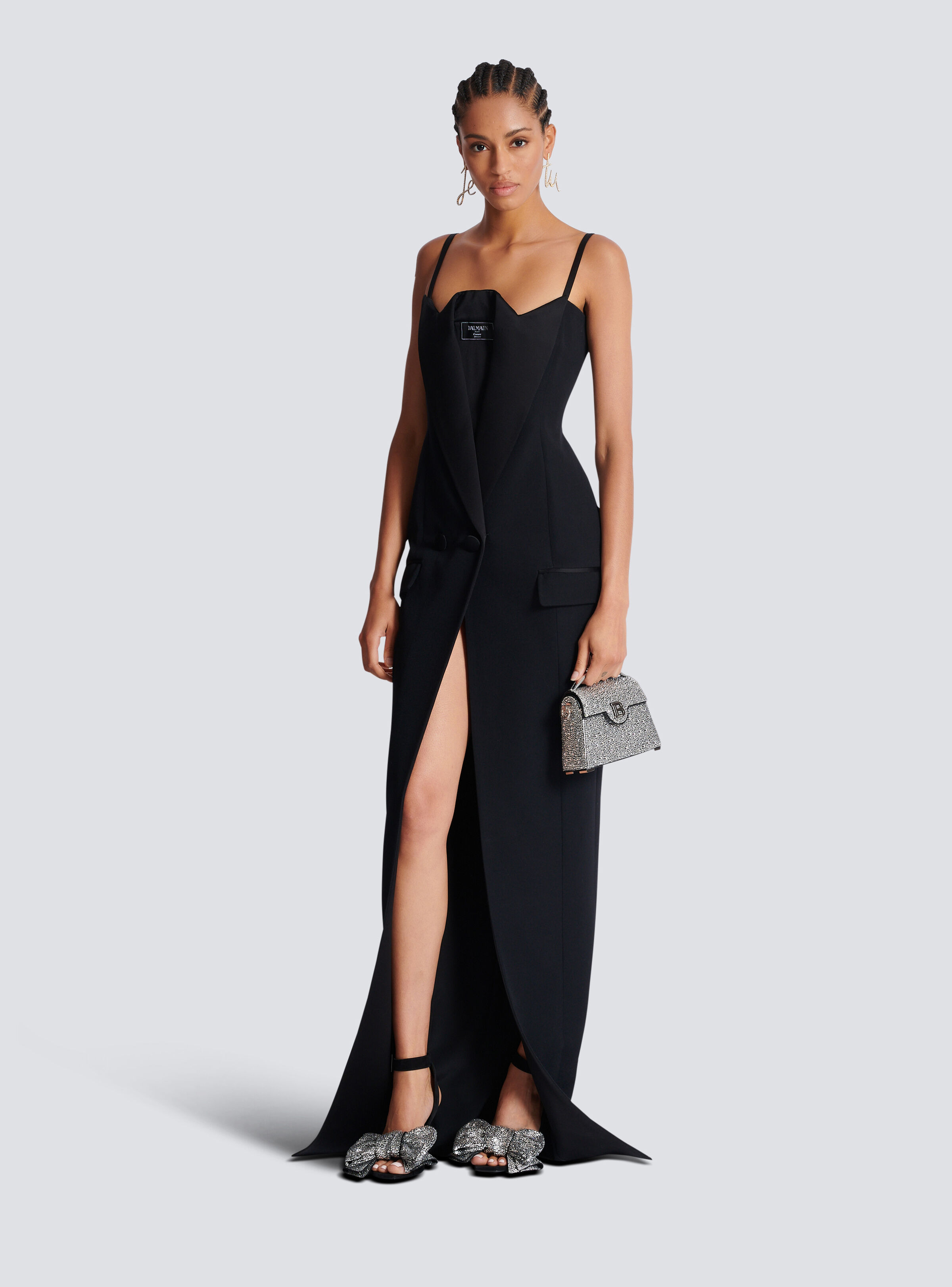 Long strappy grain de poudre dress - 2