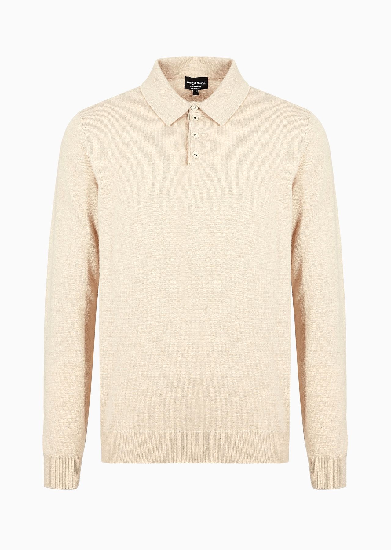 Long-sleeved, pure cashmere polo shirt - 1