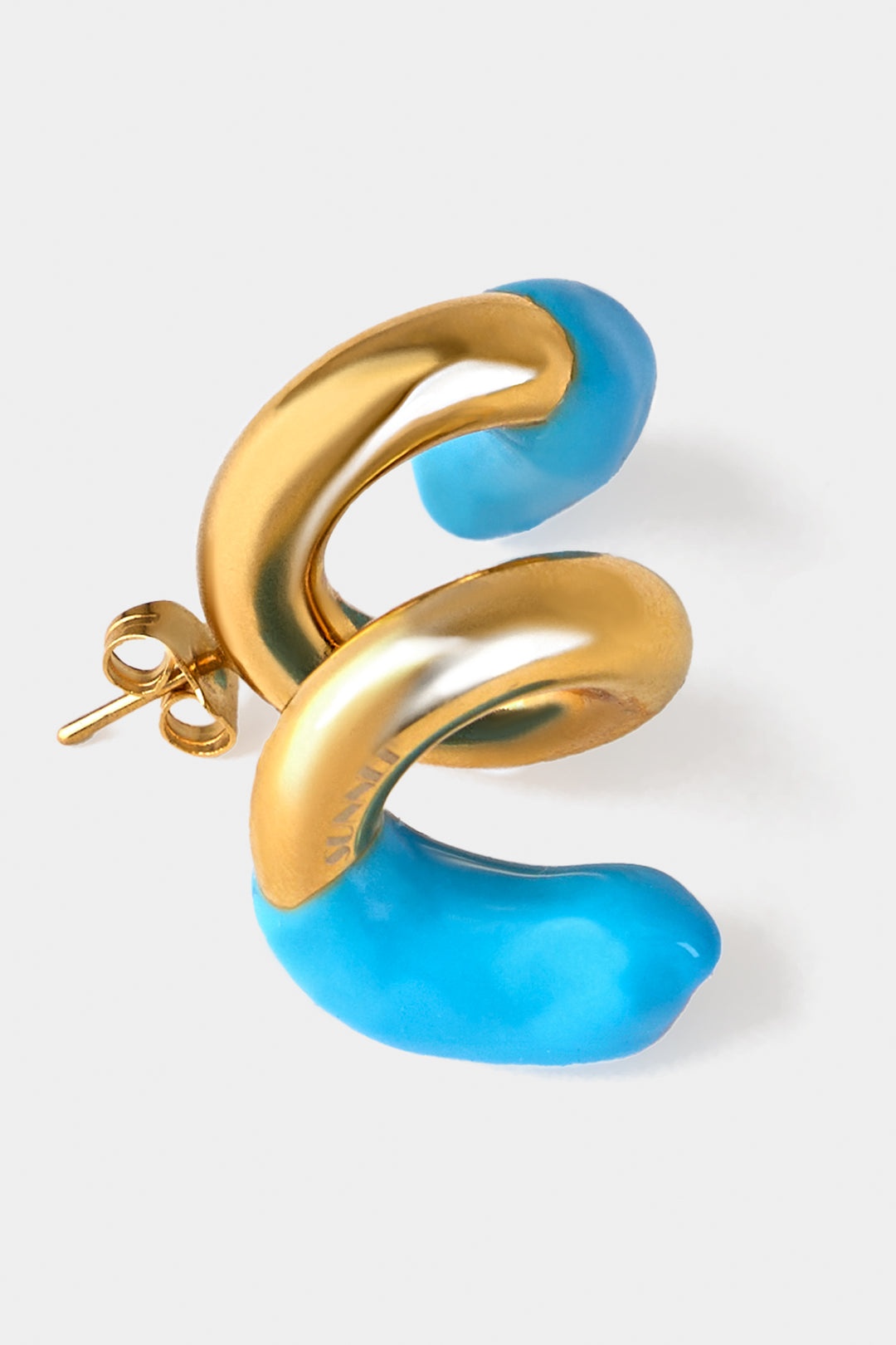 FUSILLO RUBBERIZED GOLD EARRINGS / sky blue - 3