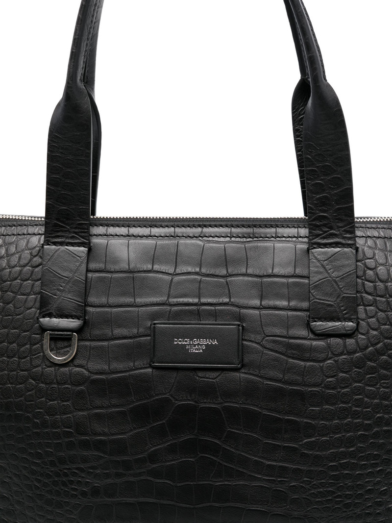 Crocodile-embossed Leather Tote Bag 4