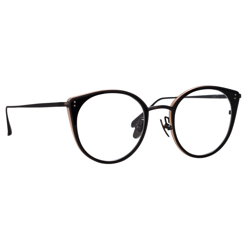 LINDA FARROW NEUSA OVAL OPTICAL FRAME IN NICKEL outlook