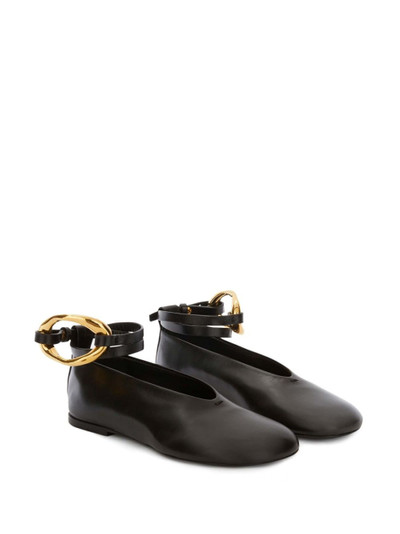 Jil Sander ring-detail leather ballerina shoes outlook