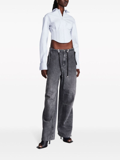 Dion Lee Blue Tuxedo Corset Cropped Shirt outlook