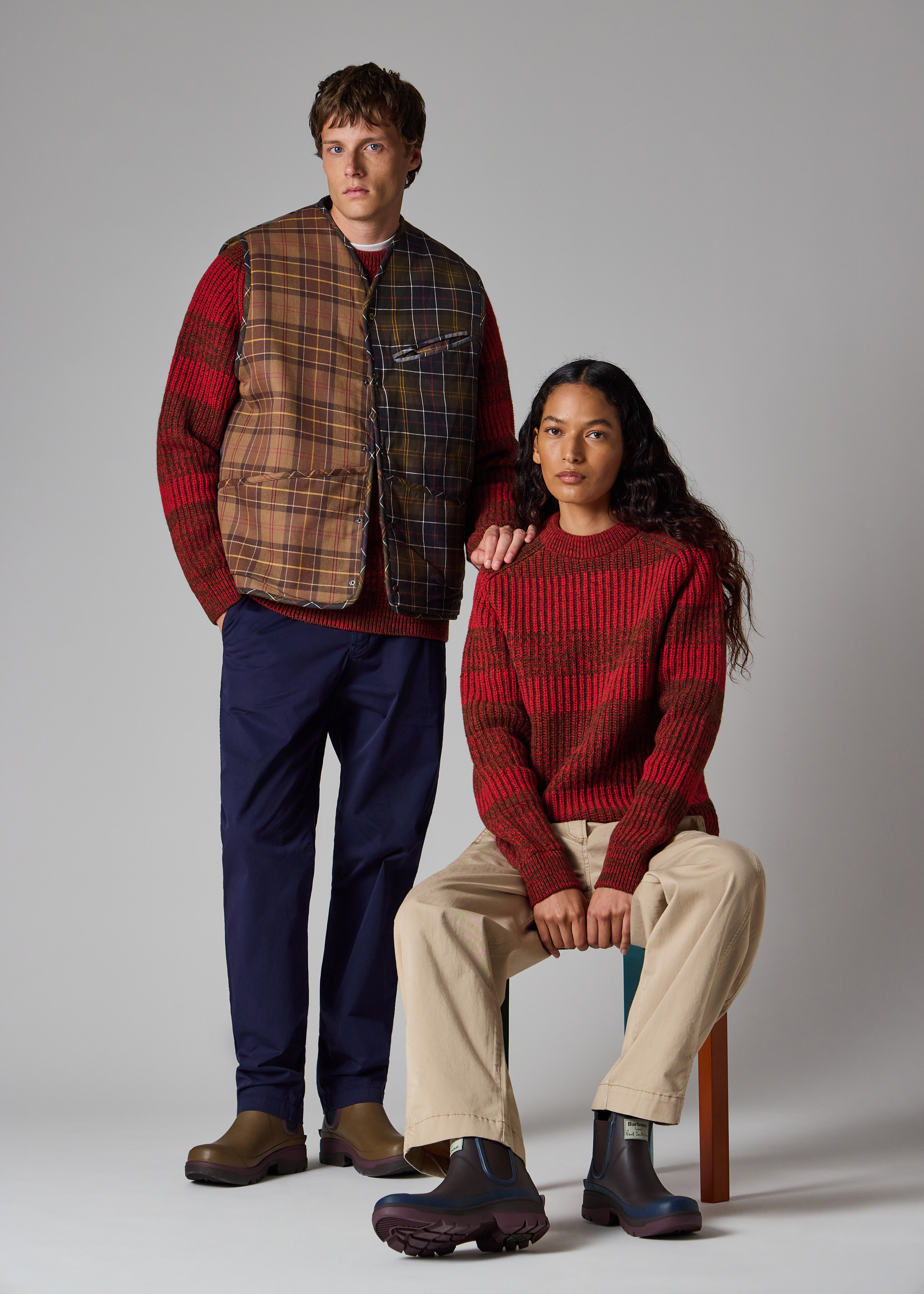 Paul Smith loves Barbour - Rosette Red Saddle Crew Neck Sweater - 4