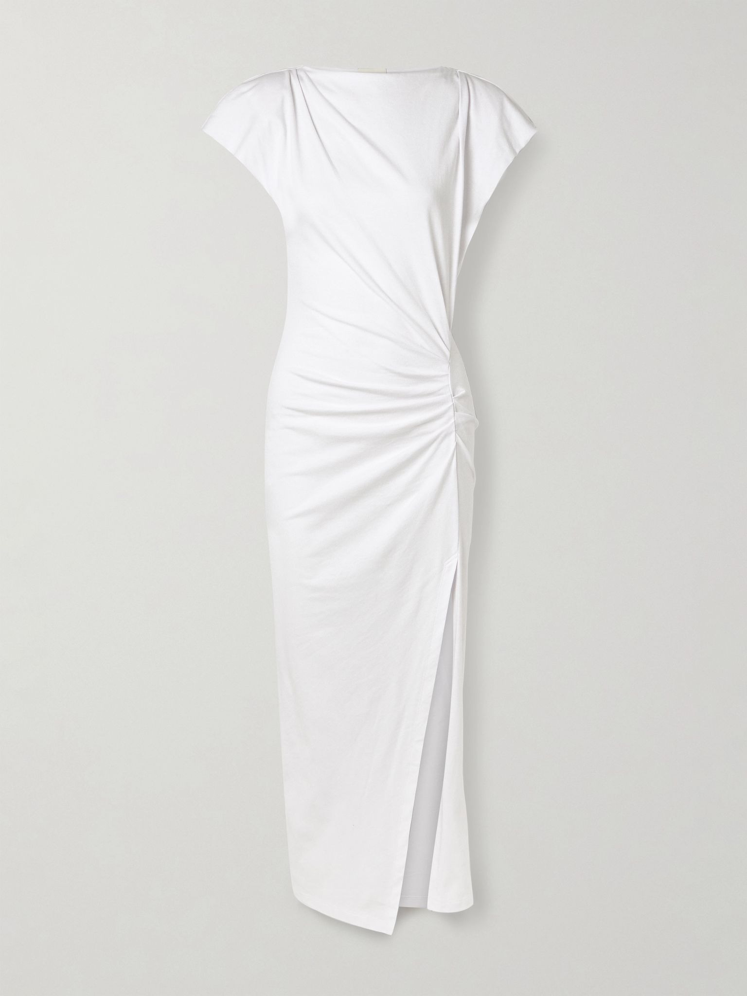 Nadela asymmetric gathered cotton-jersey maxi dress White - 1