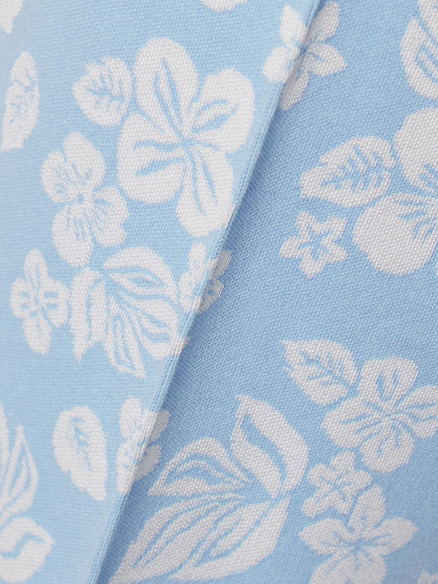 Louis cropped floral-jacquard straight-leg pants Light blue - 5