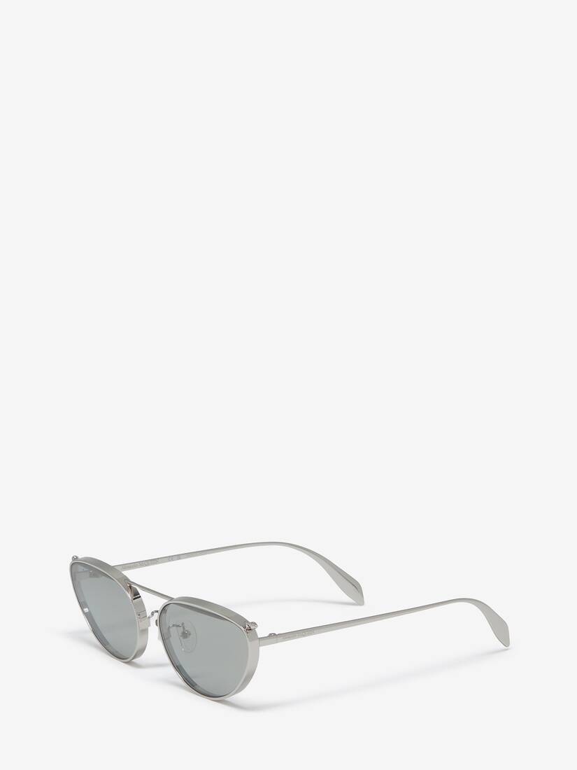 Women's Front Piercing Cat-eye Sunglasses in Silver - 3
