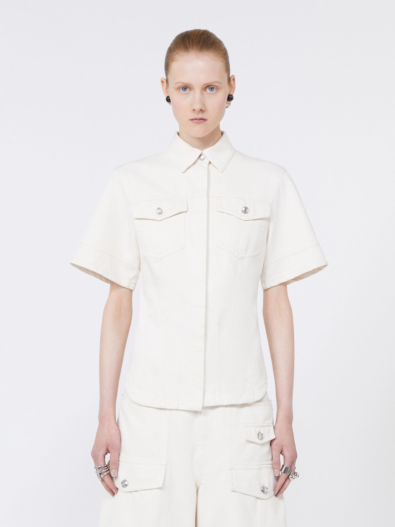 ONTANO Slim-fit bull denim shirt - BEIGE 3