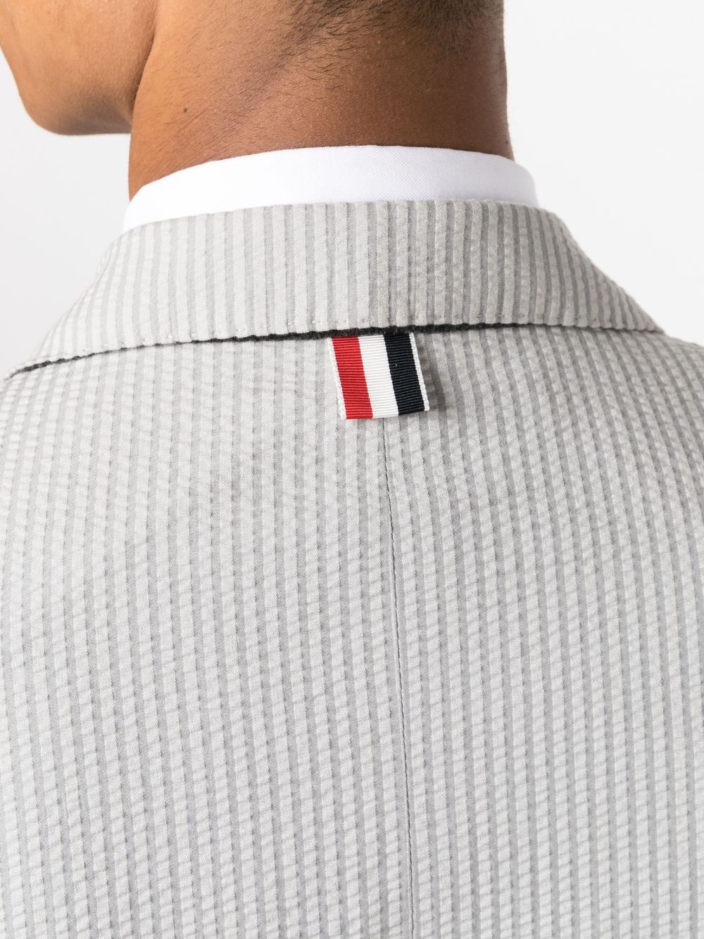 stripe-print seersucker cotton blazer - 5
