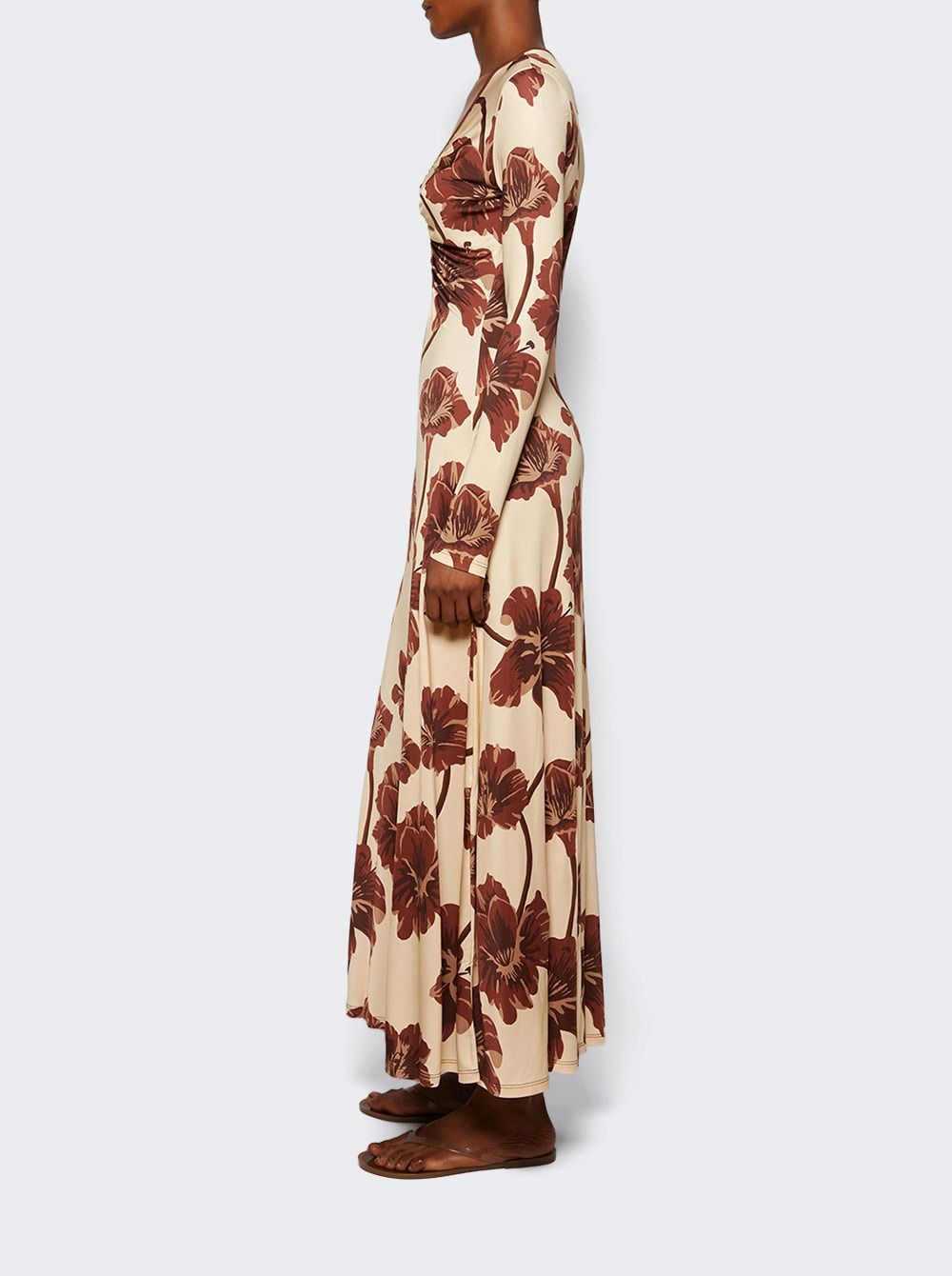 Alma Bordada Ankle Dress Ecru And Chocolate - 3