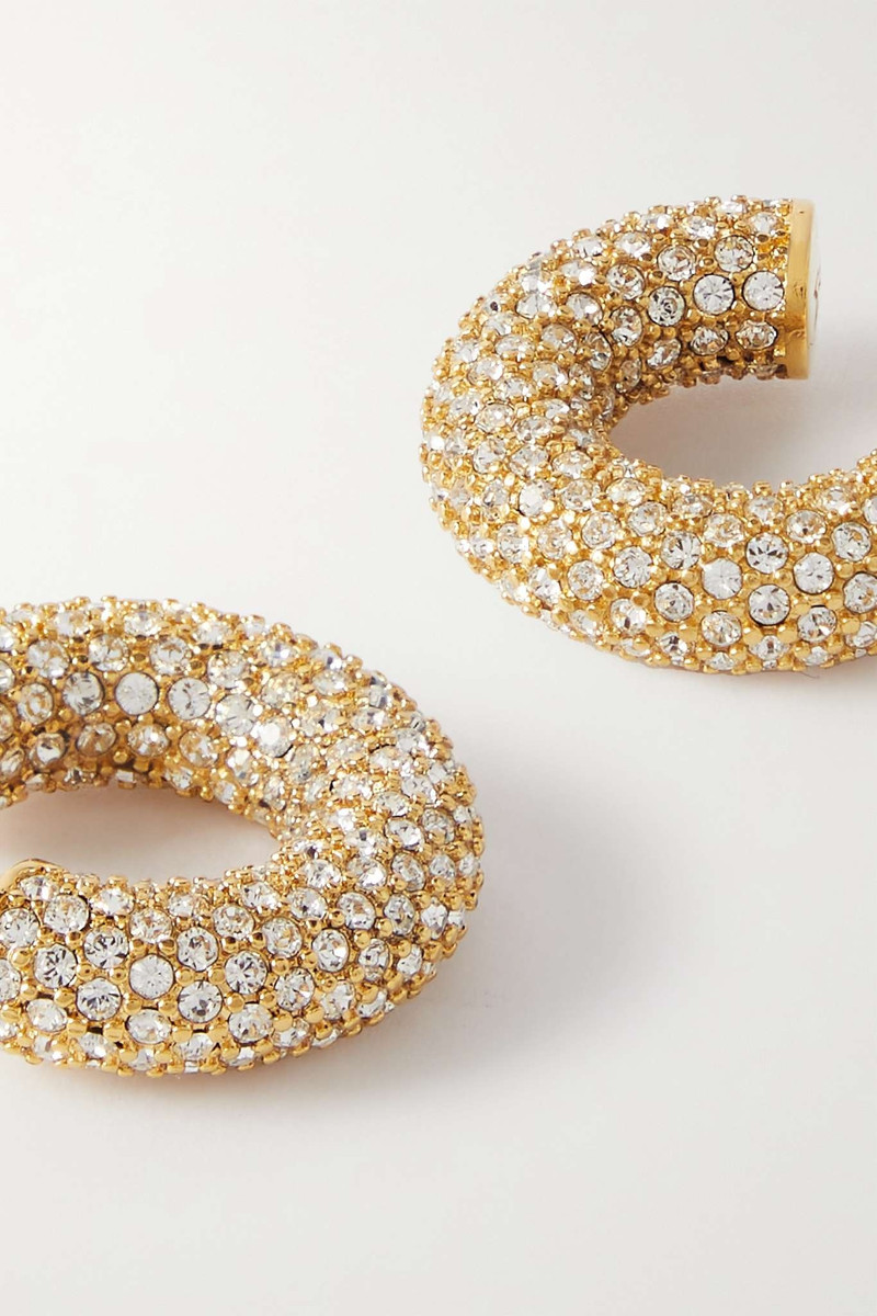 Cameron mini gold-tone crystal hoop earrings 4