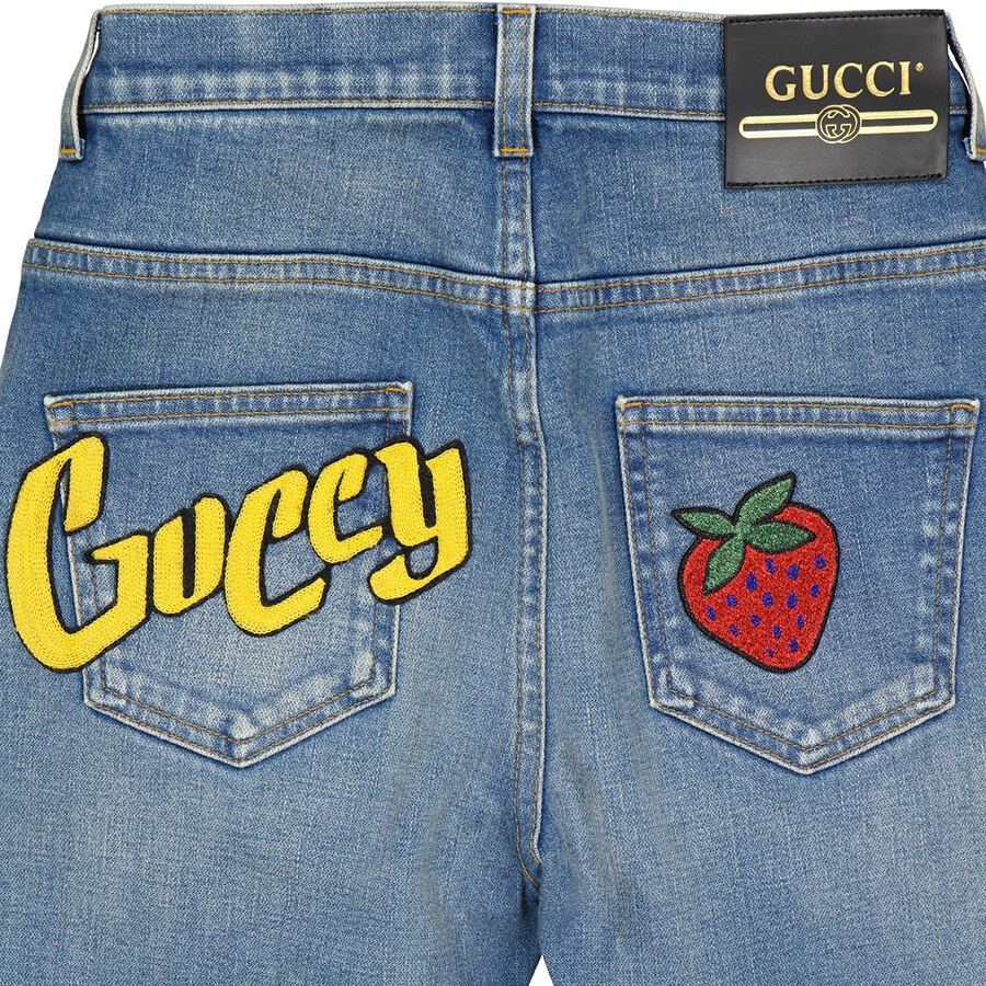 Gucci Ladies Blue Stretch Denim Skinny Pants - 7