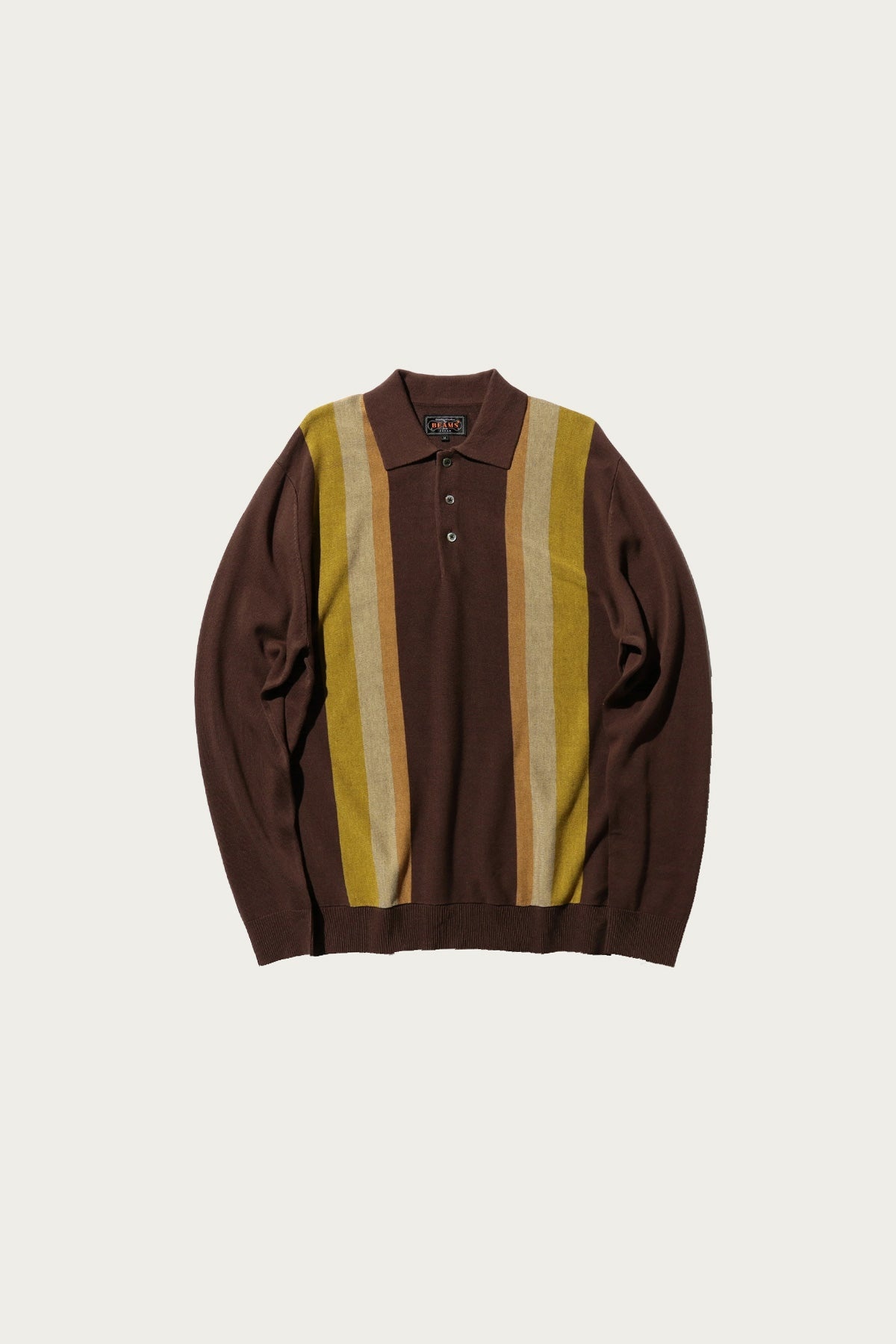Knit Polo Stripe Argyle - Dark Brown - 1