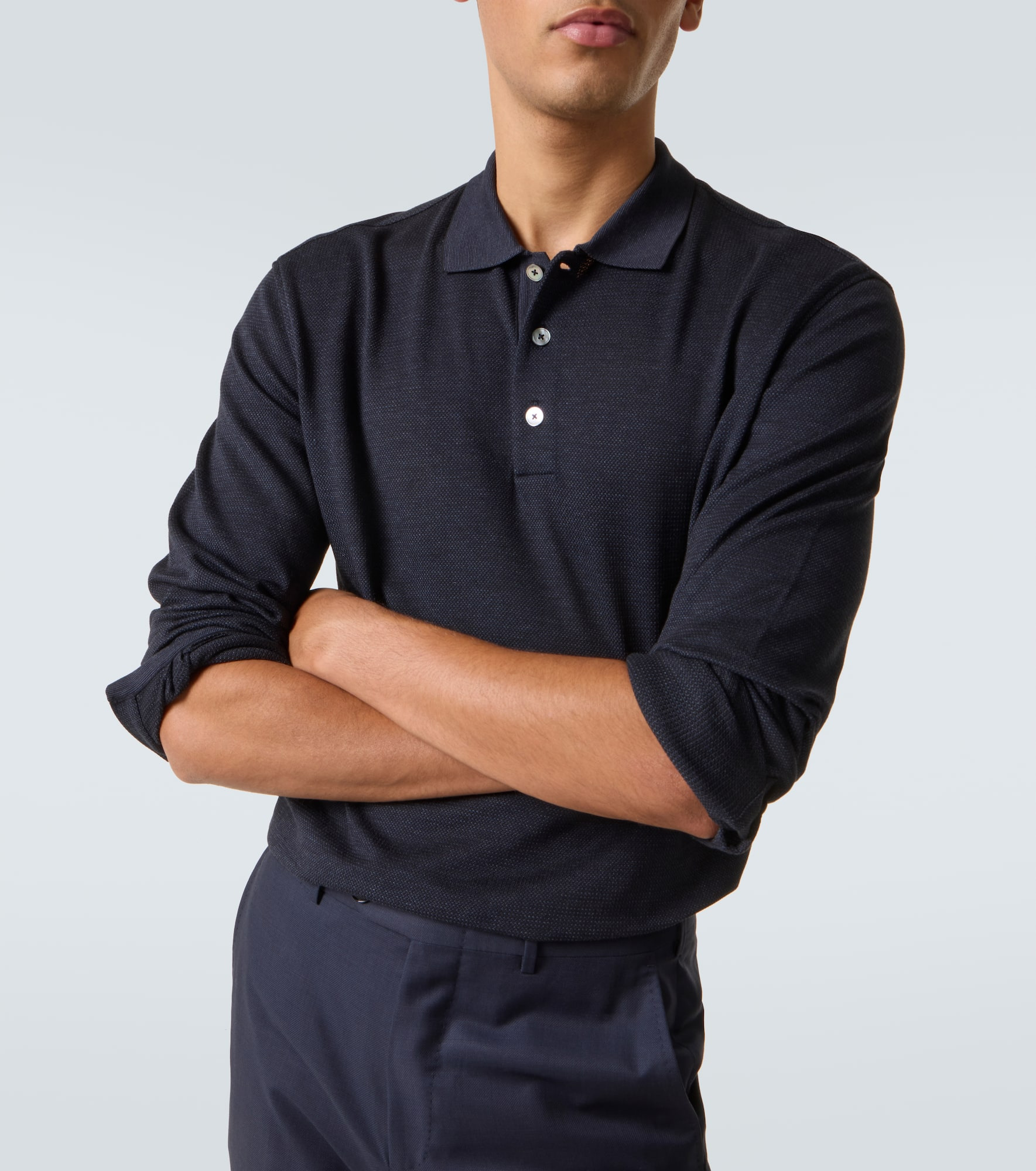 Cotton and silk polo shirt - 5