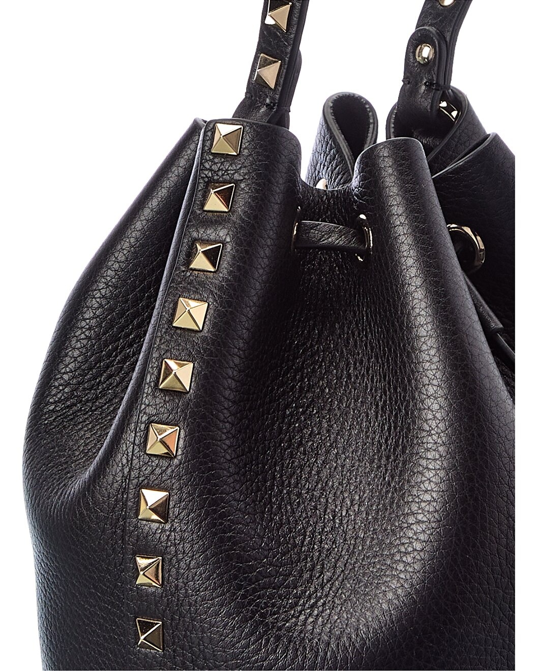 Valentino Rockstud Grainy Leather Bucket Bag - 3