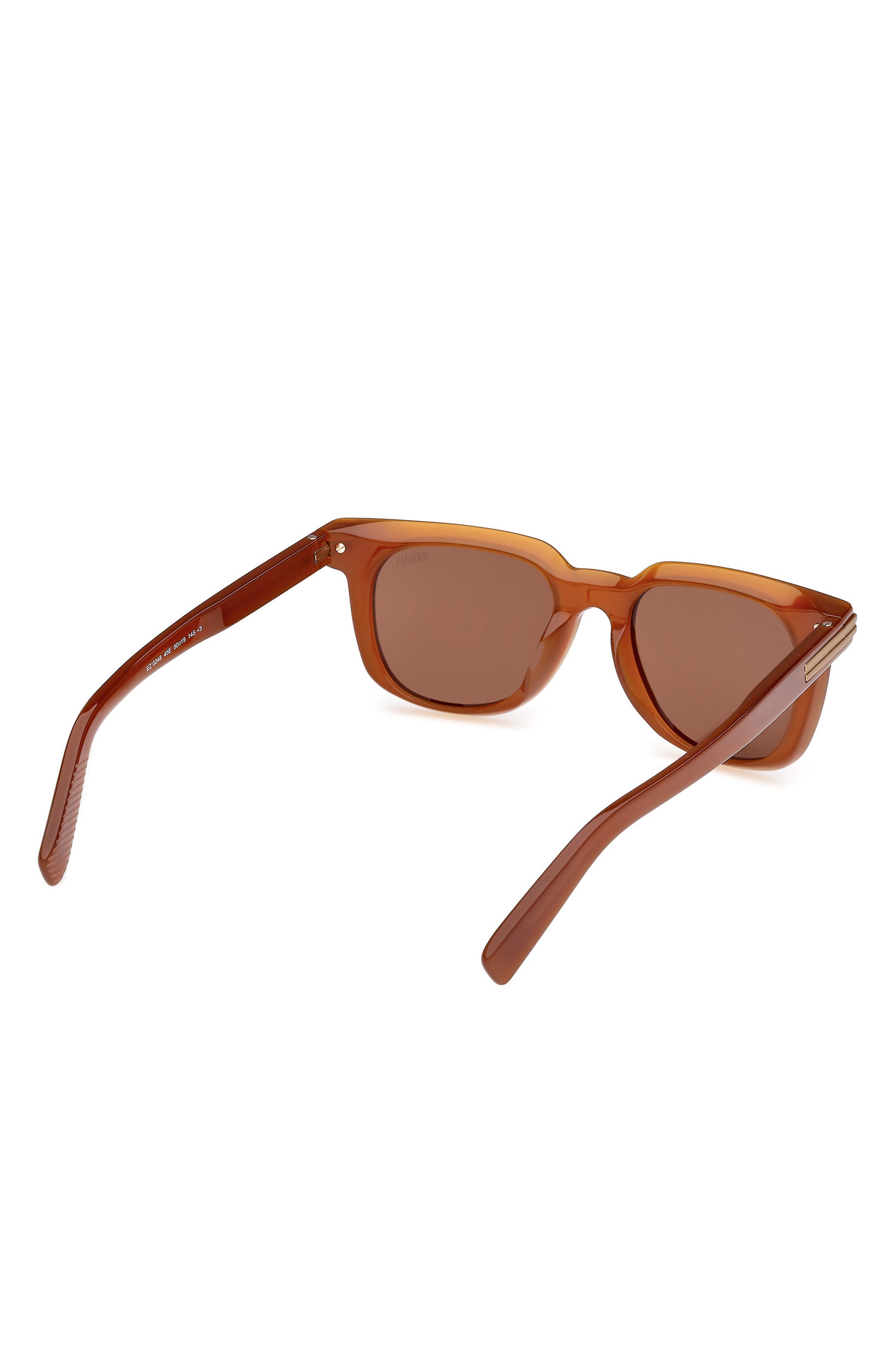 ZEGNA 50mm Geometric Sunglasses in Milky Vicuna/Brass /Brown at Nordstrom - 8