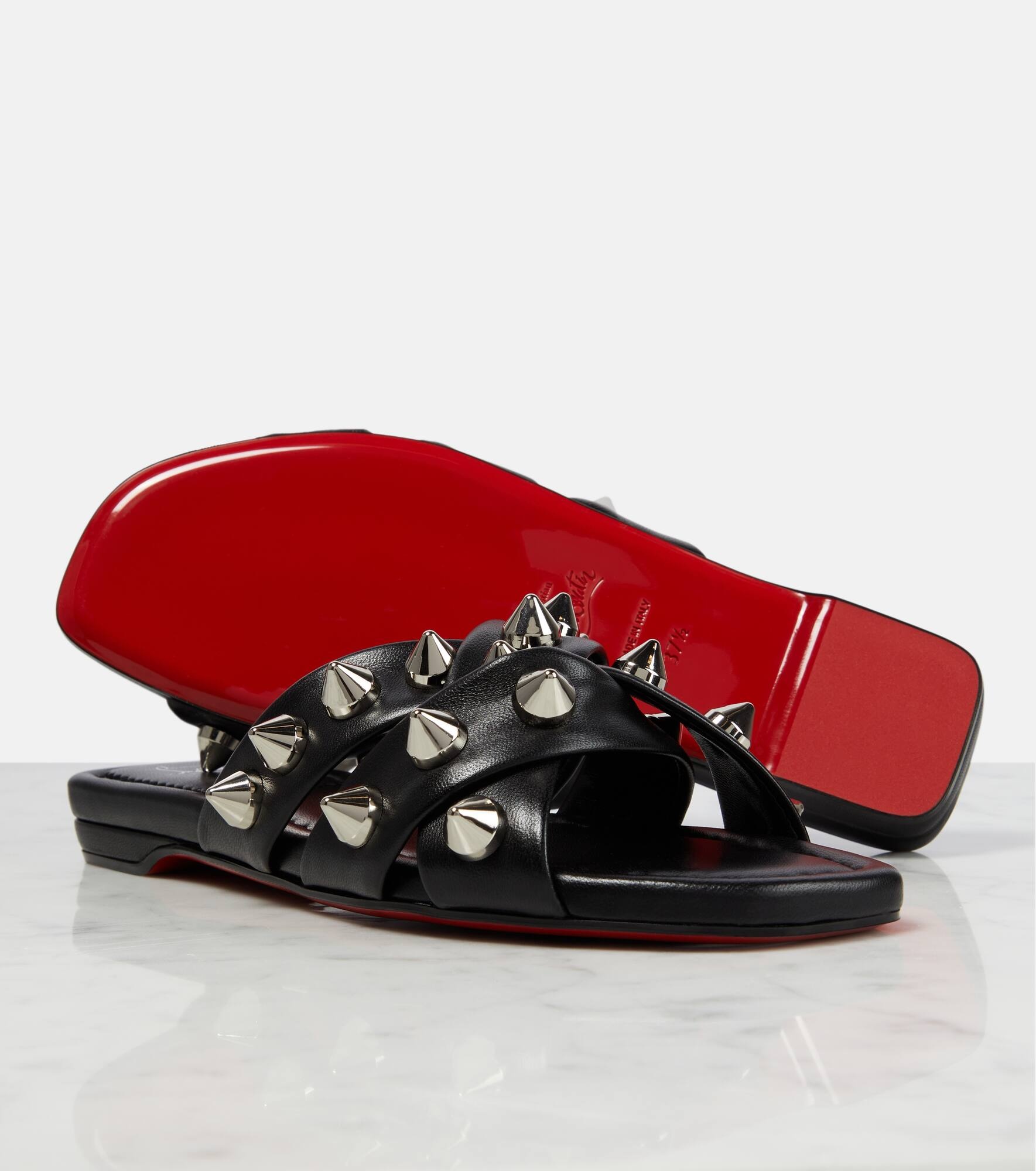 Miss Spike Club embellished leather slides - 6