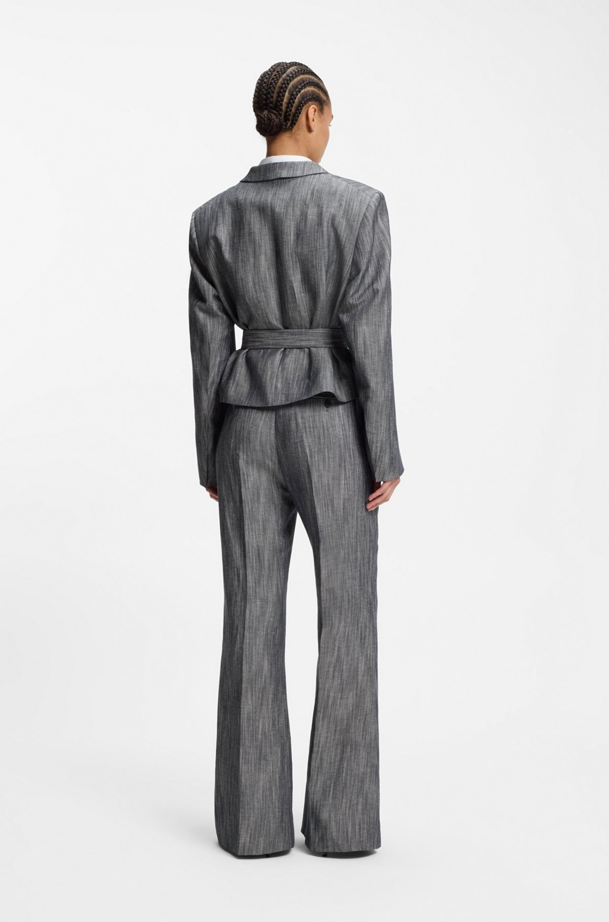 REGULAR-FIT TROUSERS IN MELANGE DENIM - 4