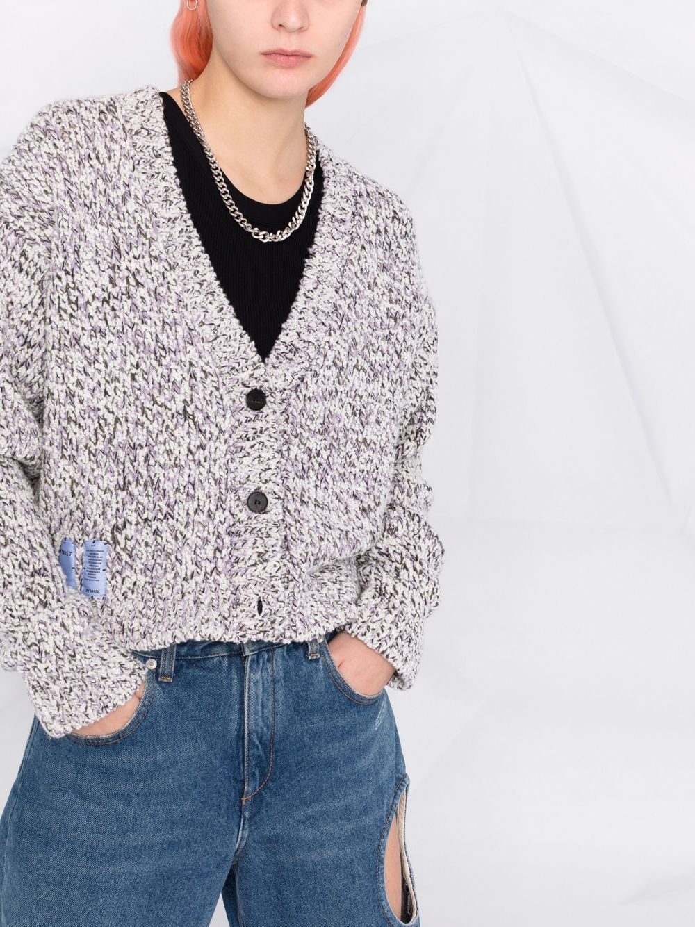 chunky knit V-neck cardigan - 5