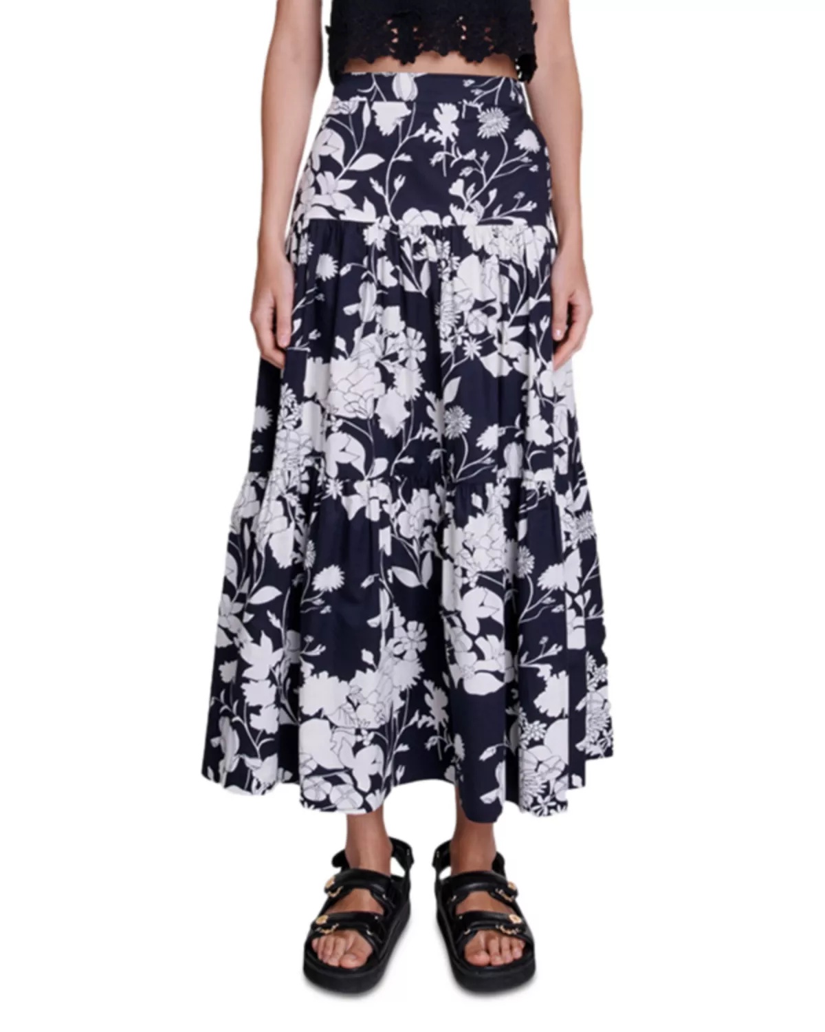 Floral Cotton Maxi Skirt - 1