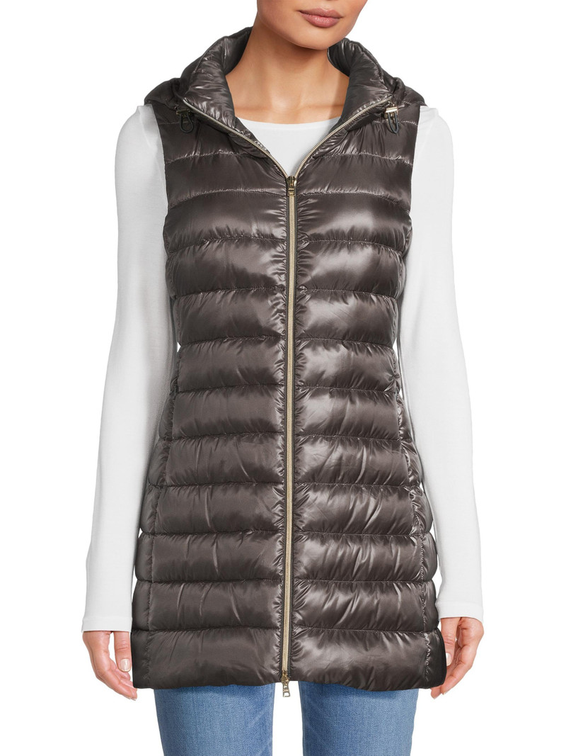 Women's Iconico Serena Nylon Ultralight Long Vest - Antracite 3