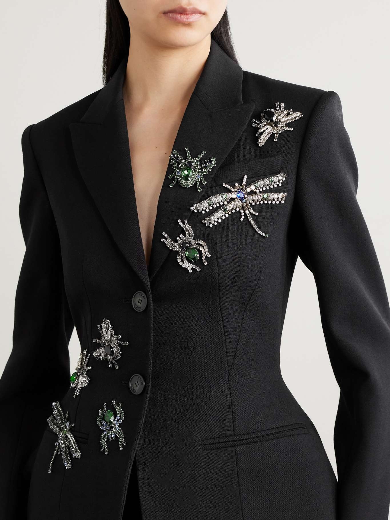 Crystal-embellished wool blazer - 5