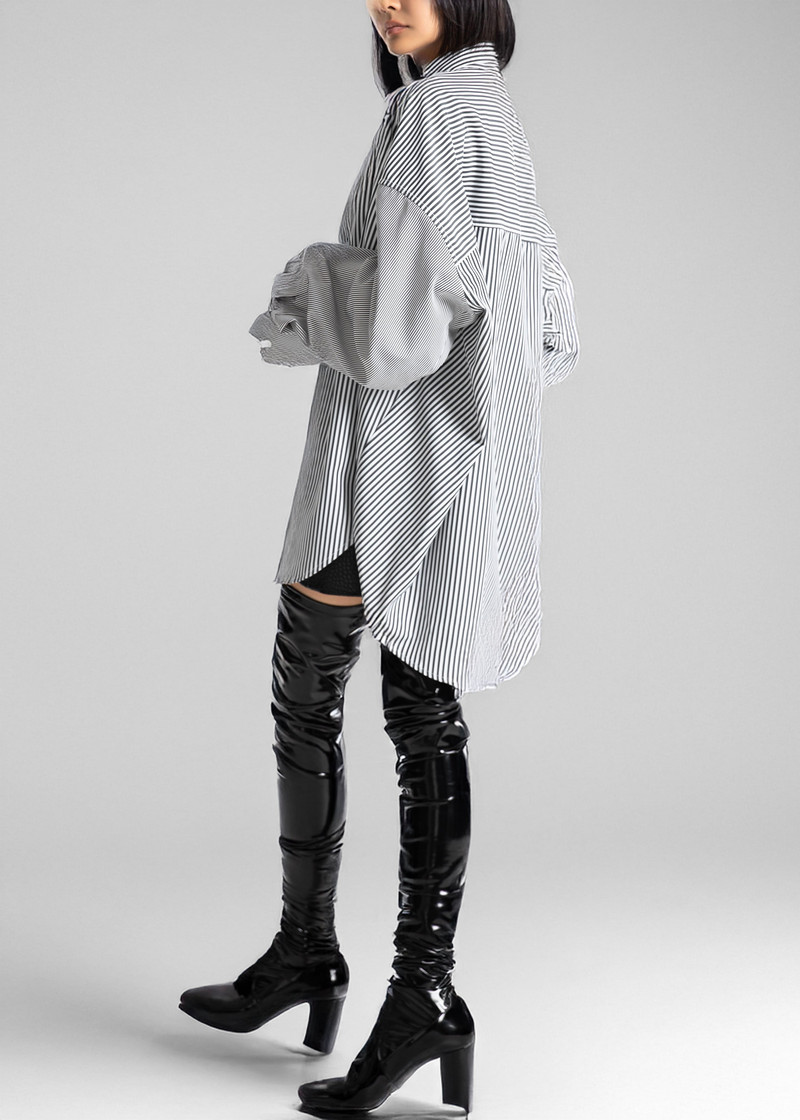 Quillan Button-Down Shirt - White/Black Stripe 8