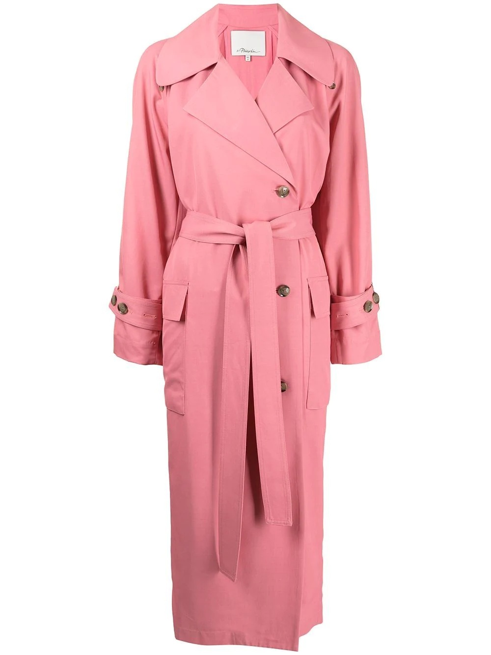 double-breasted belted trench coat - 1