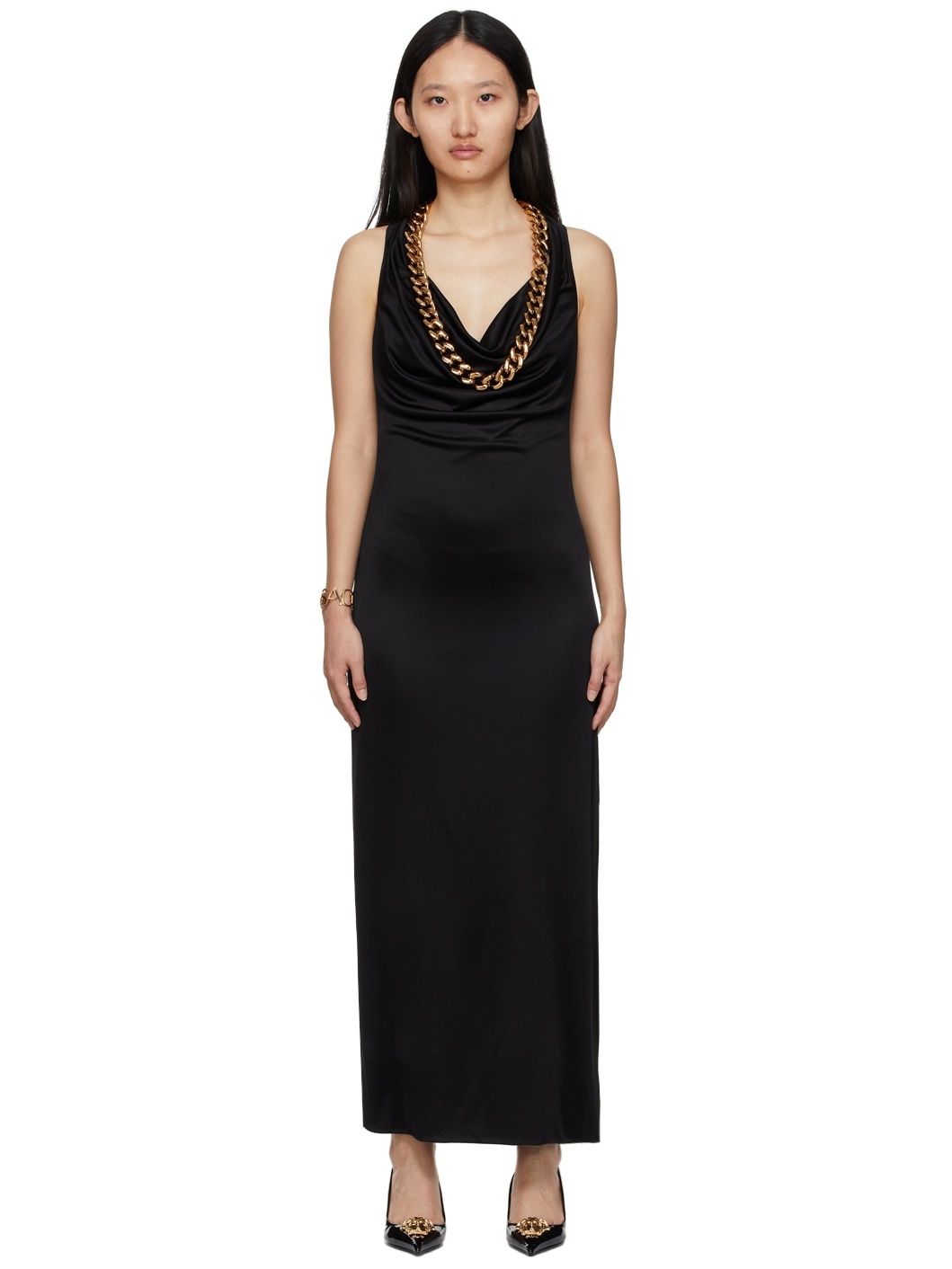 Black Woven Chain Dress - 1
