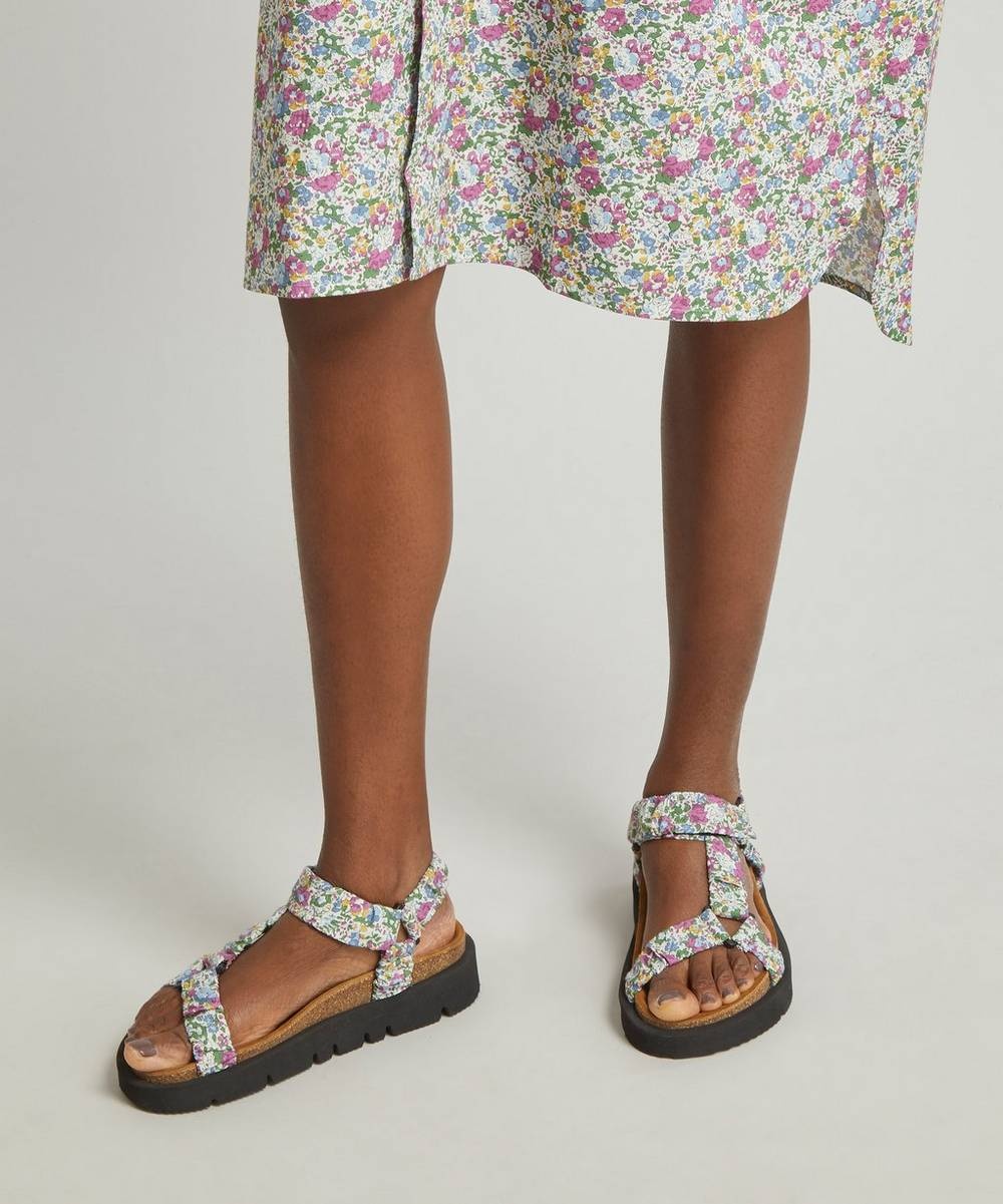 Multicoloured Floral Tana Lawn™ Cotton Liberty Print Sandals - 2