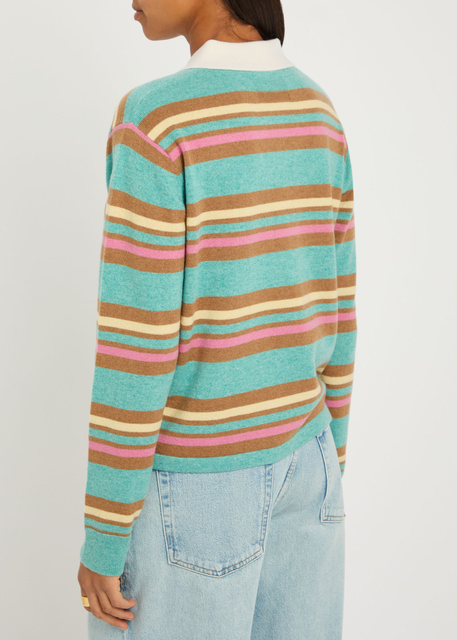 Guest In Residence Striped Cashmere Polo top - 3