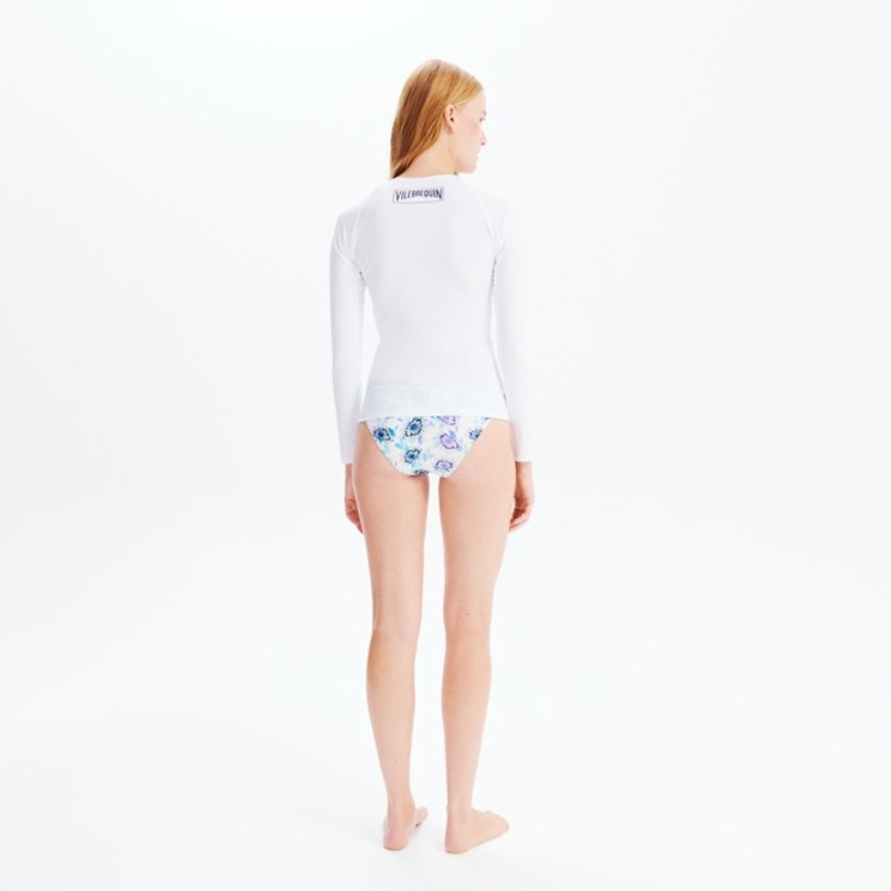 Women Long Sleeves Zipper Rashguard Solid 4