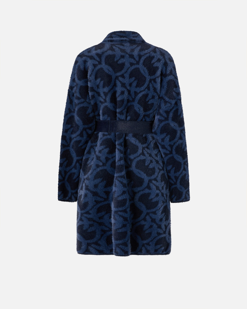 VELOUR-EFFECT COAT WITH JACQUARD LOGO 6