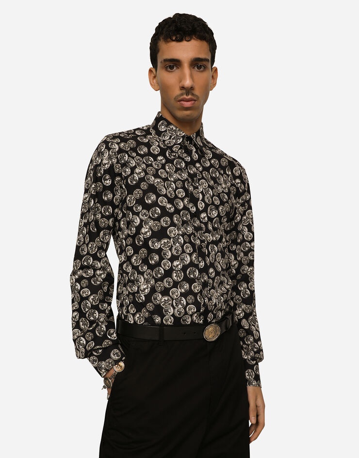 Coin print Martini-fit poplin shirt - 4