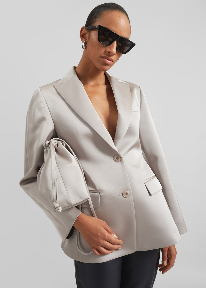 Colette Hourglass Satin Blazer - Light Taupe 1