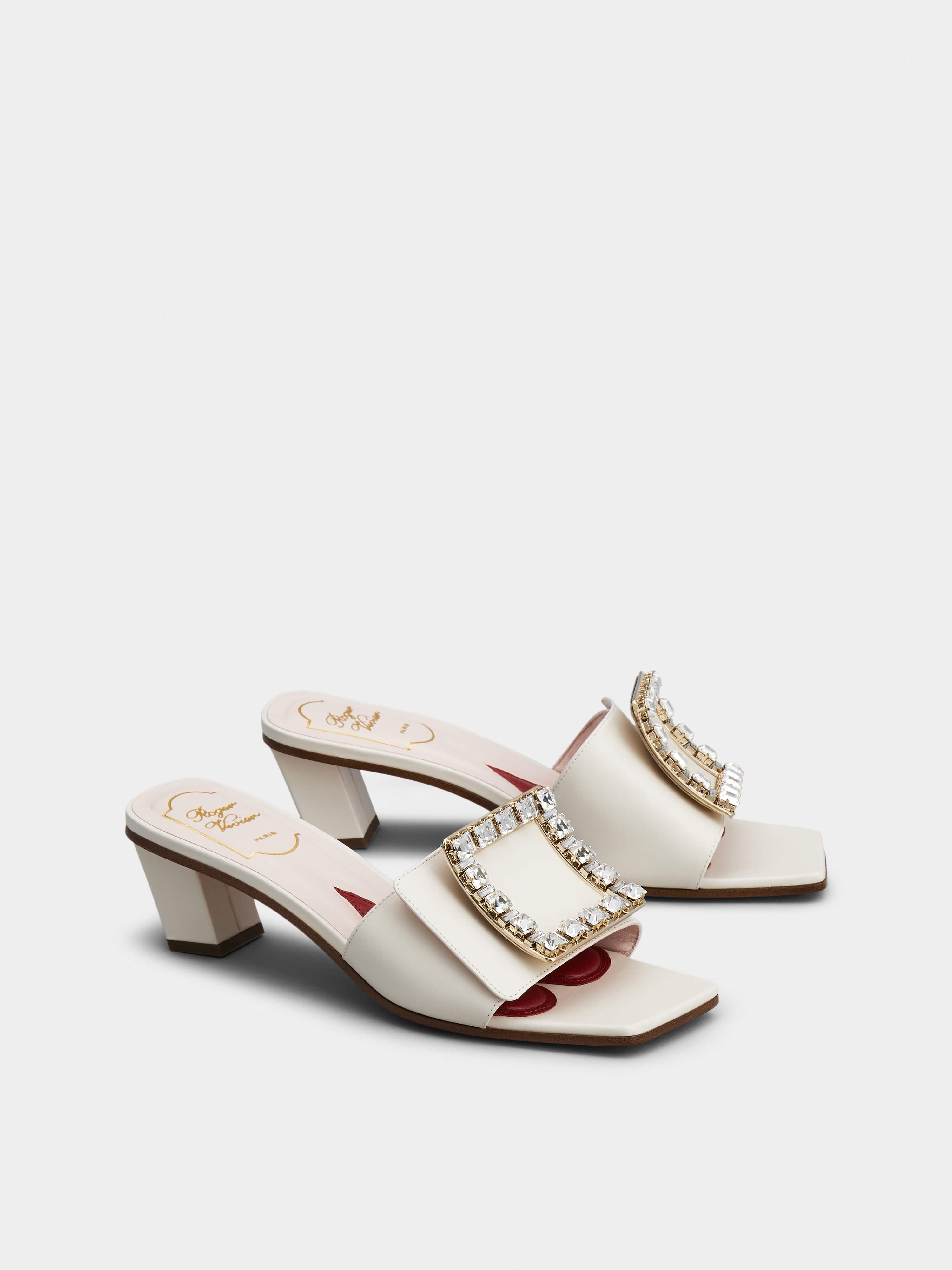 Love Rhinestone Buckle Mules in Leather - 2