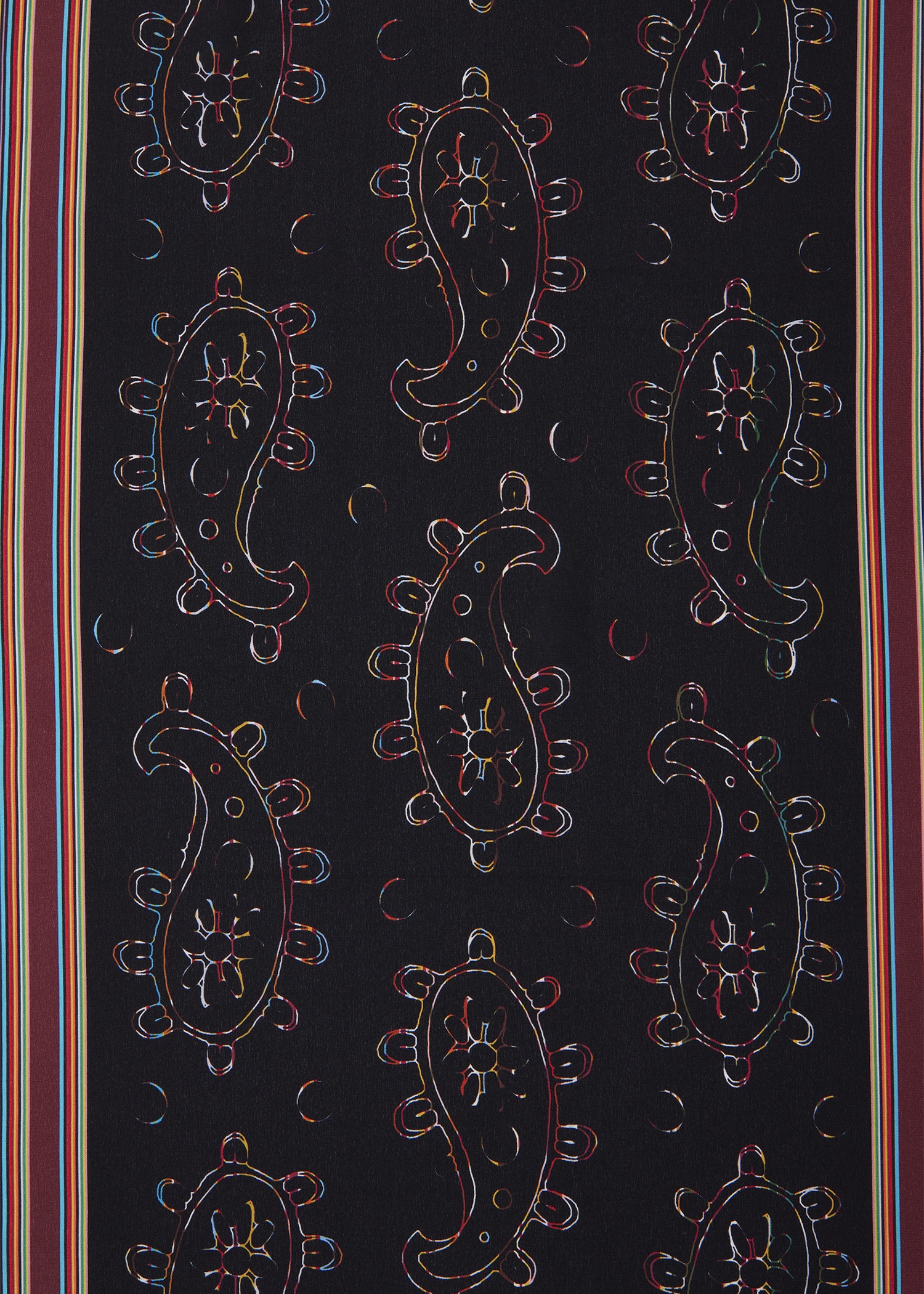 Women's Black 'Signature Stripe' Paisley Print Scarf - 3
