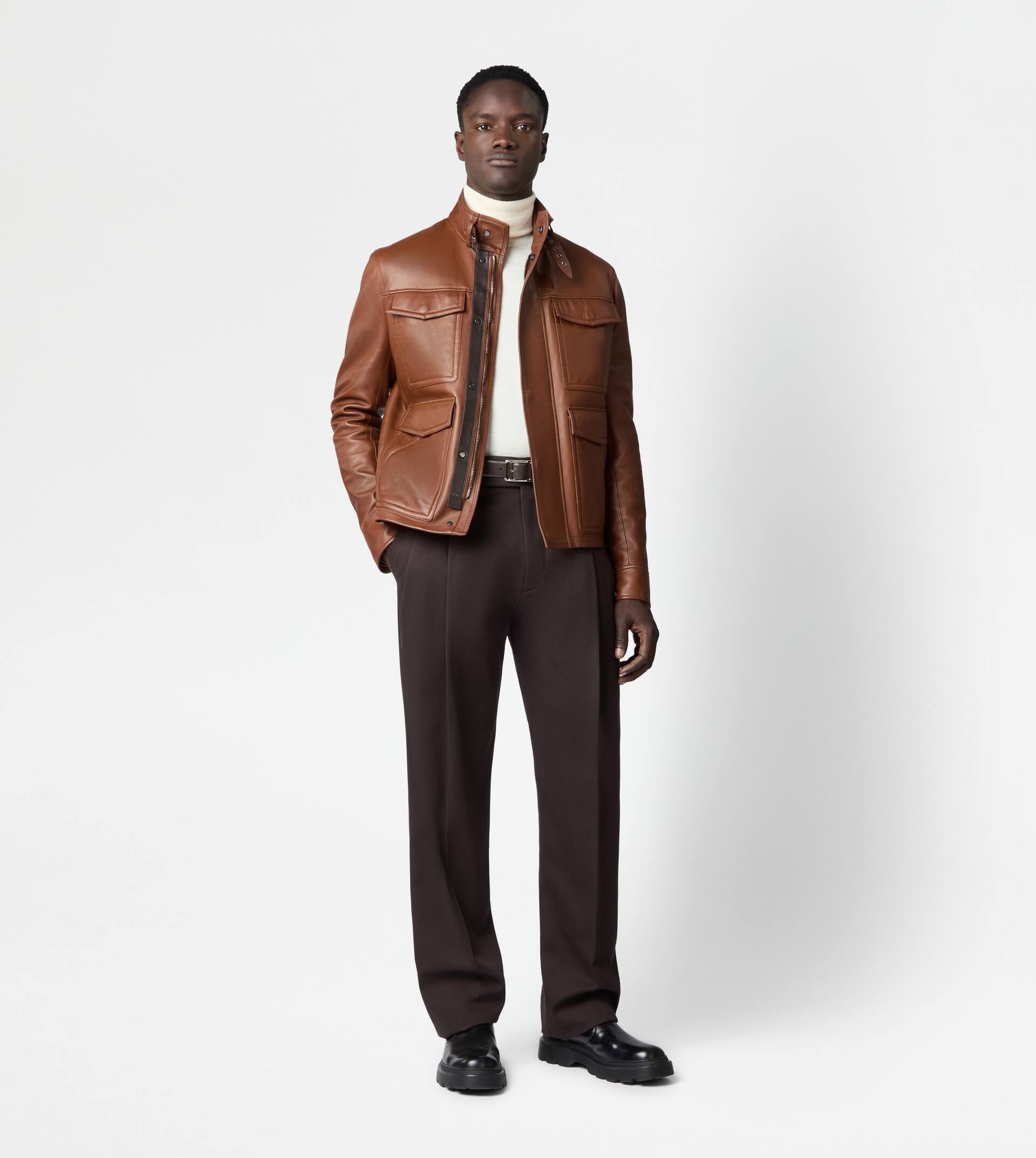RACING JACKET IN LEATHER - BROWN - 2